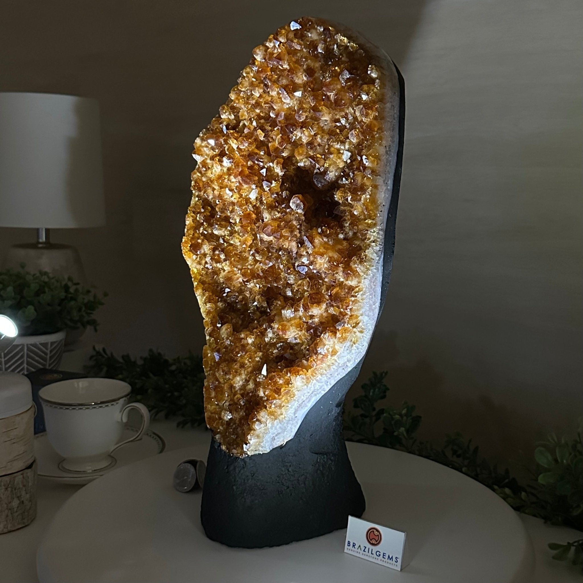 Extra Quality Citrine Cluster on Cement Base, 16.5 lbs and 14.9" Tall 5615 - 0070 - Brazil GemsBrazil GemsExtra Quality Citrine Cluster on Cement Base, 16.5 lbs and 14.9" Tall 5615 - 0070Clusters on Cement Bases5615 - 0070