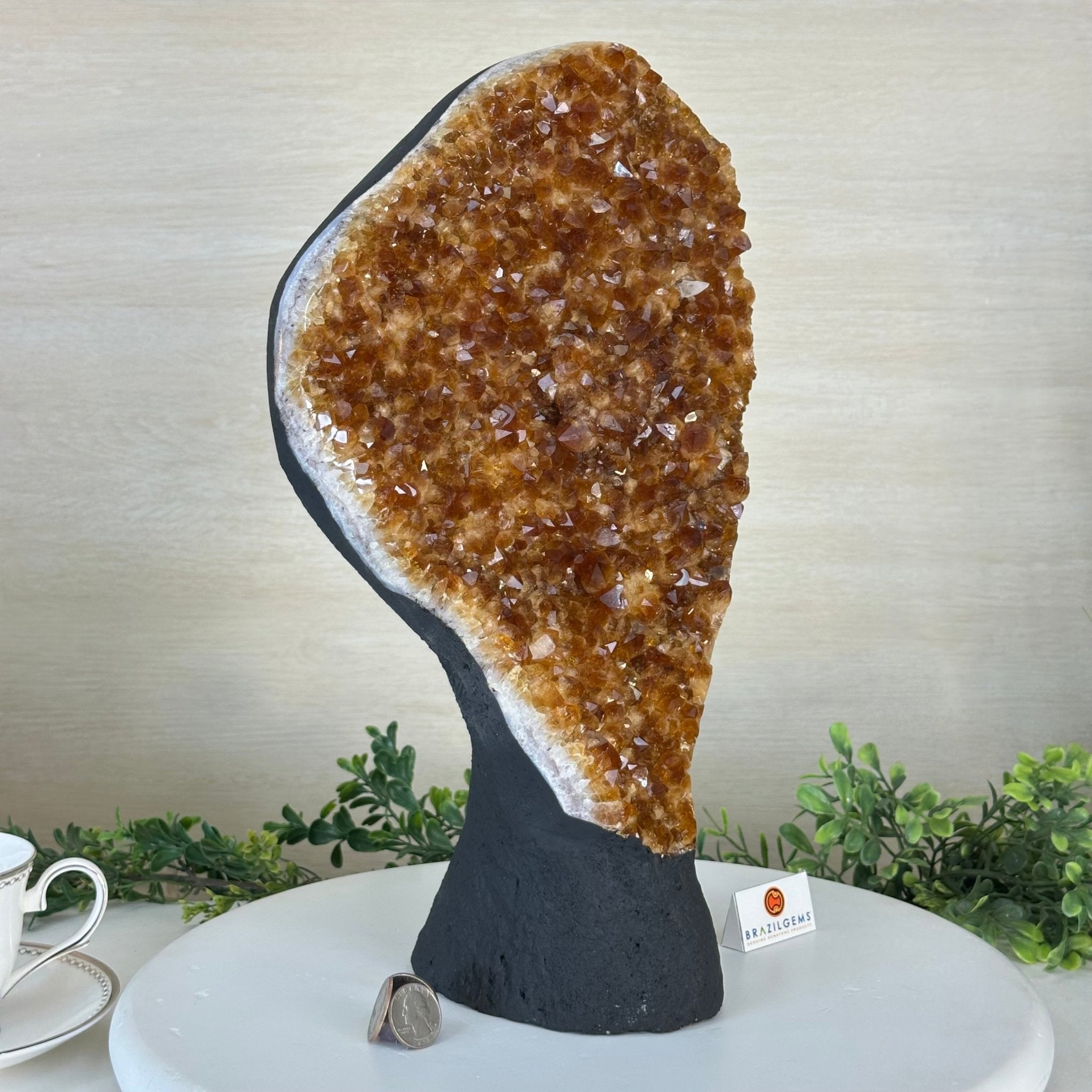 Extra Quality Citrine Cluster on Cement Base, 16.5 lbs and 14.9" Tall 5615 - 0070 - Brazil GemsBrazil GemsExtra Quality Citrine Cluster on Cement Base, 16.5 lbs and 14.9" Tall 5615 - 0070Clusters on Cement Bases5615 - 0070