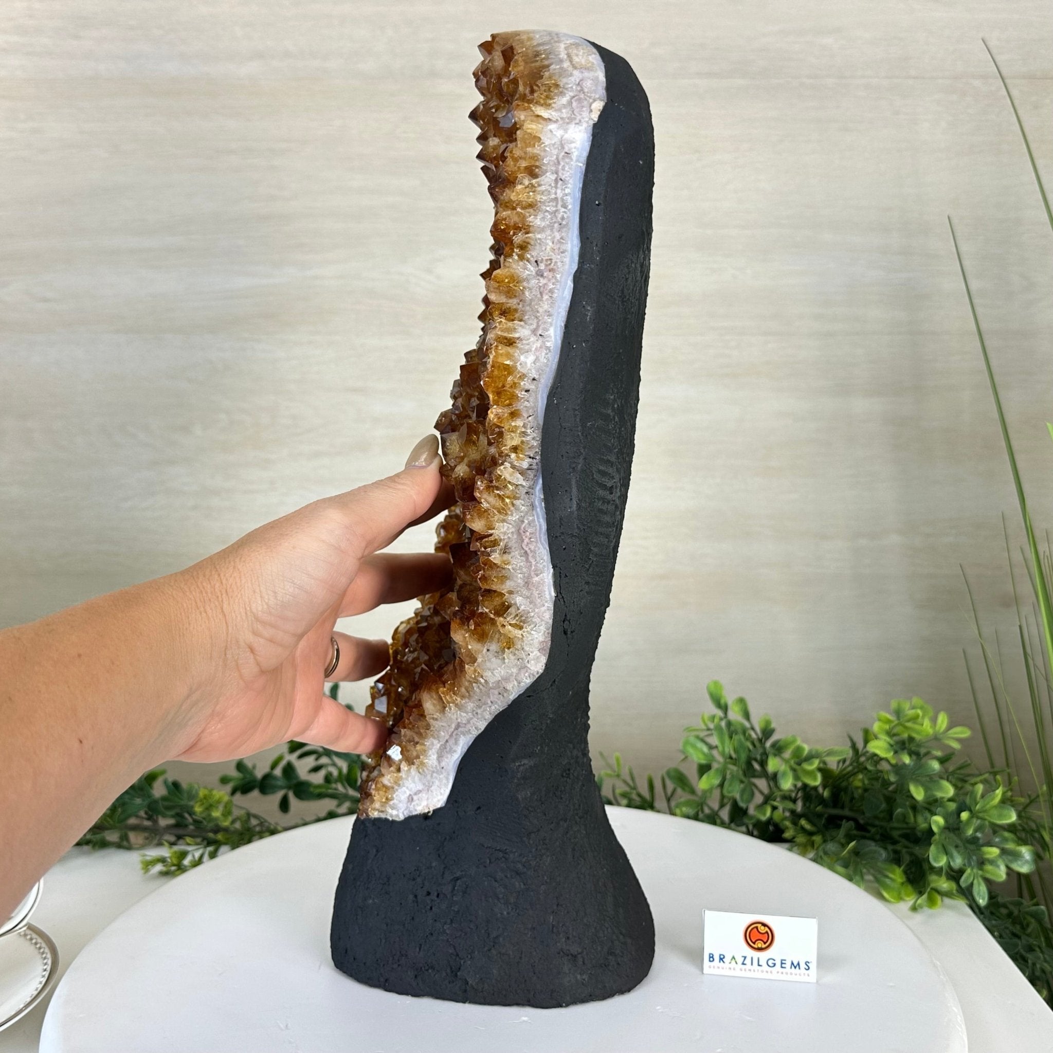 Extra Quality Citrine Cluster on Cement Base, 16.5 lbs and 14.9" Tall 5615 - 0070 - Brazil GemsBrazil GemsExtra Quality Citrine Cluster on Cement Base, 16.5 lbs and 14.9" Tall 5615 - 0070Clusters on Cement Bases5615 - 0070