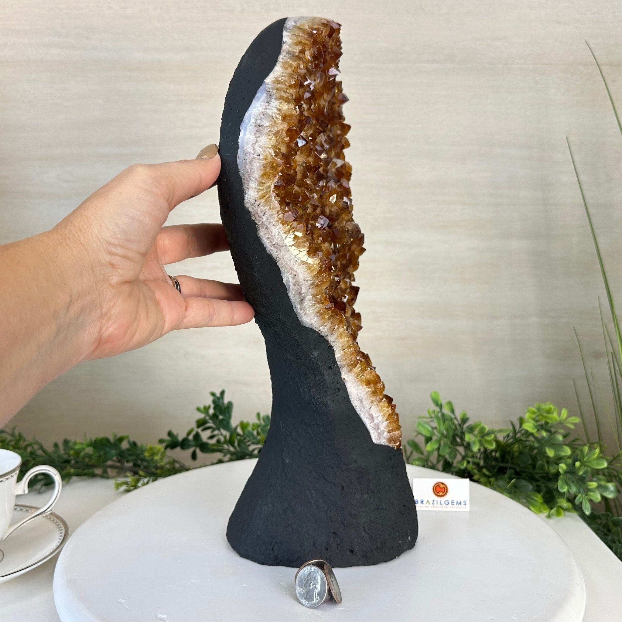 Extra Quality Citrine Cluster on Cement Base, 16.5 lbs and 14.9" Tall 5615 - 0070 - Brazil GemsBrazil GemsExtra Quality Citrine Cluster on Cement Base, 16.5 lbs and 14.9" Tall 5615 - 0070Clusters on Cement Bases5615 - 0070