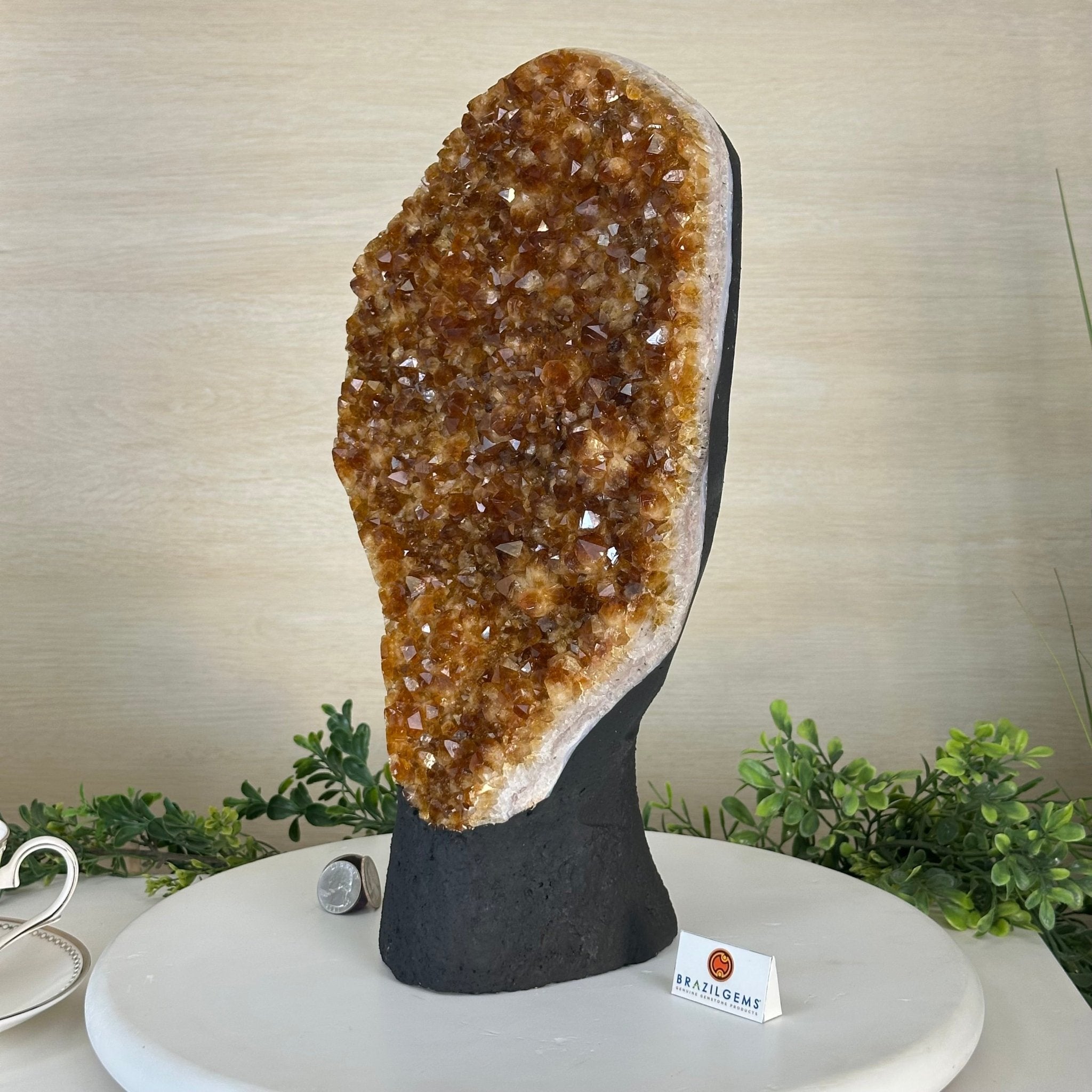 Extra Quality Citrine Cluster on Cement Base, 16.5 lbs and 14.9" Tall 5615 - 0070 - Brazil GemsBrazil GemsExtra Quality Citrine Cluster on Cement Base, 16.5 lbs and 14.9" Tall 5615 - 0070Clusters on Cement Bases5615 - 0070