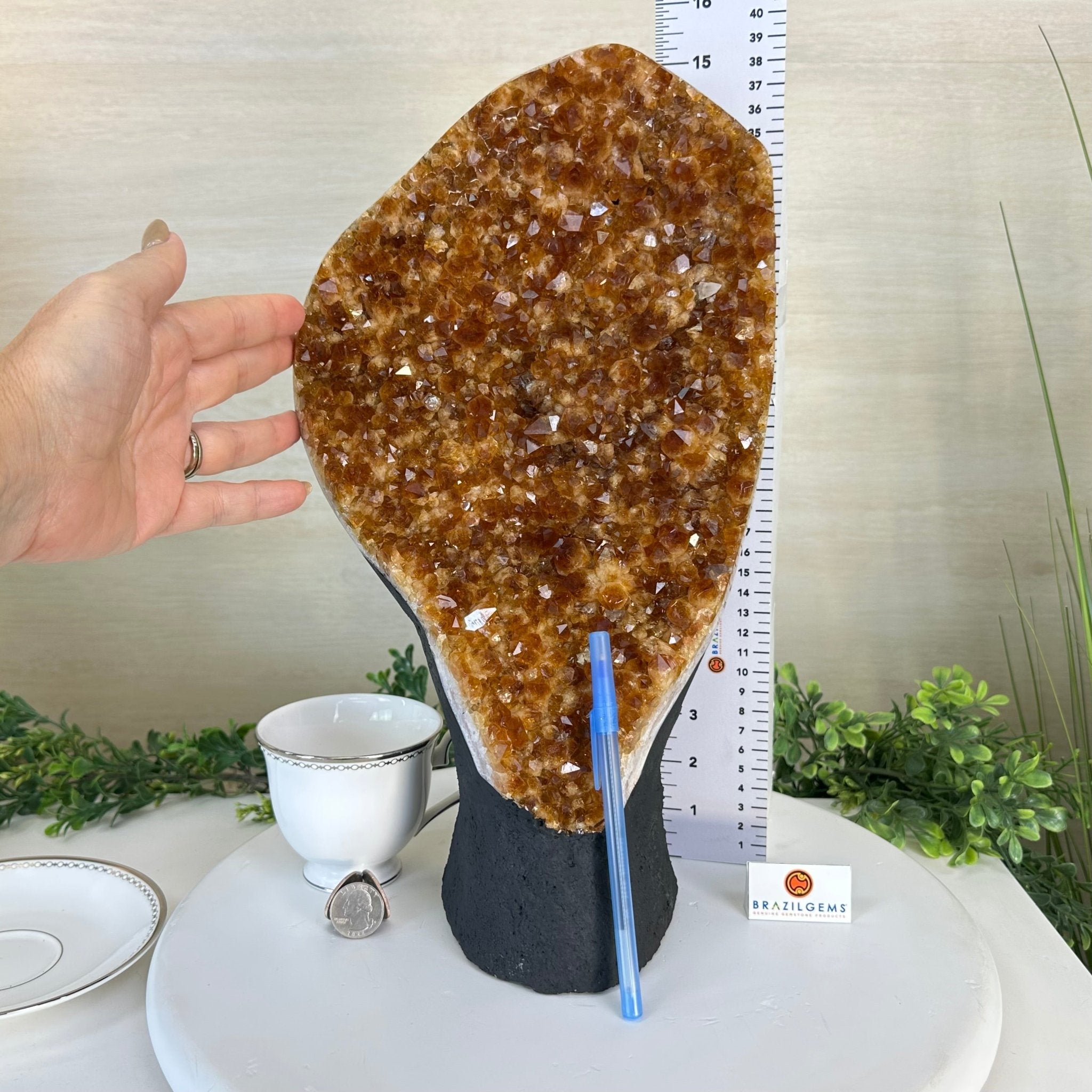 Extra Quality Citrine Cluster on Cement Base, 16.5 lbs and 14.9" Tall 5615 - 0070 - Brazil GemsBrazil GemsExtra Quality Citrine Cluster on Cement Base, 16.5 lbs and 14.9" Tall 5615 - 0070Clusters on Cement Bases5615 - 0070