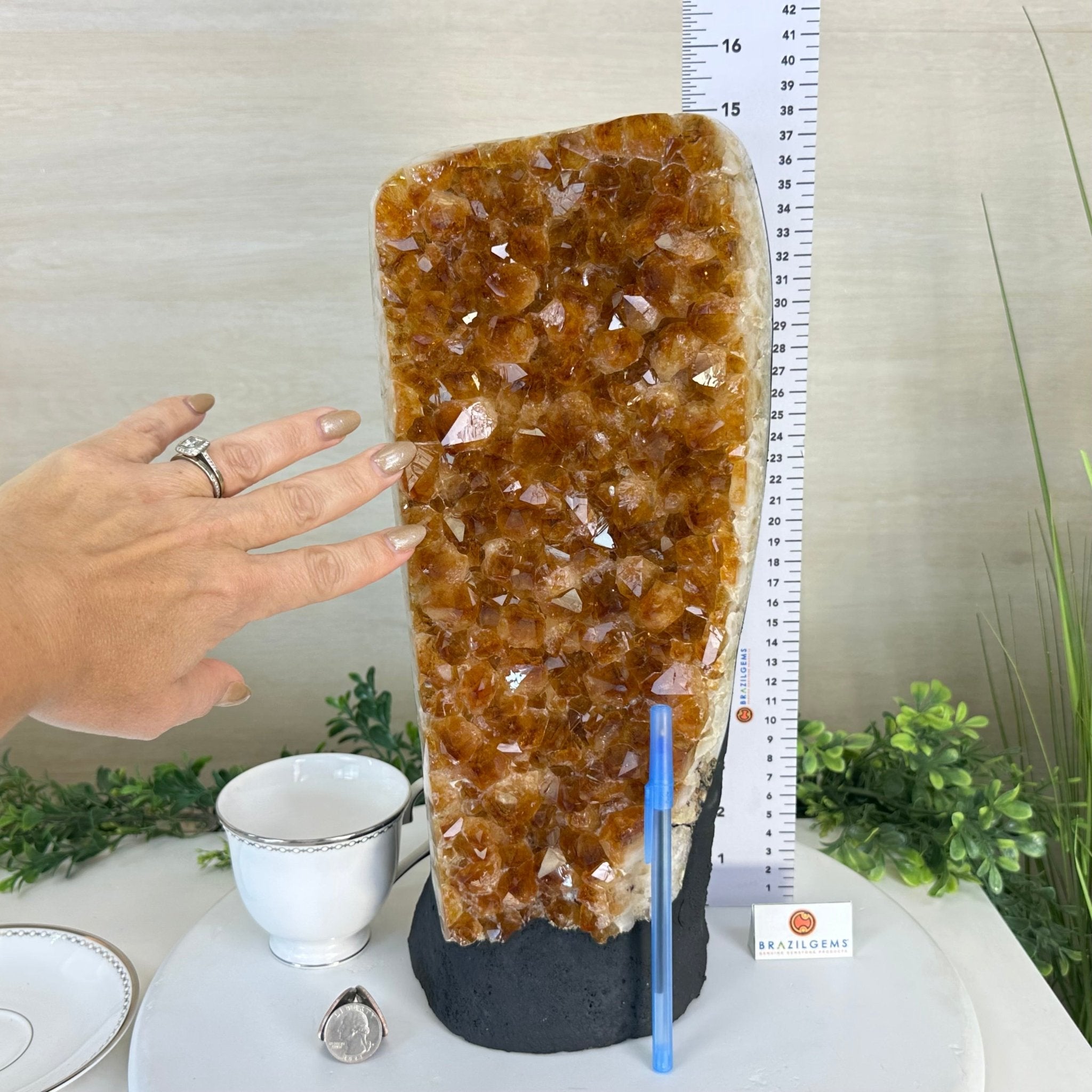 Extra Quality Citrine Cluster on Cement Base, 18.6 lbs and 14.9" Tall 5615 - 0071 - Brazil GemsBrazil GemsExtra Quality Citrine Cluster on Cement Base, 18.6 lbs and 14.9" Tall 5615 - 0071Clusters on Cement Bases5615 - 0071