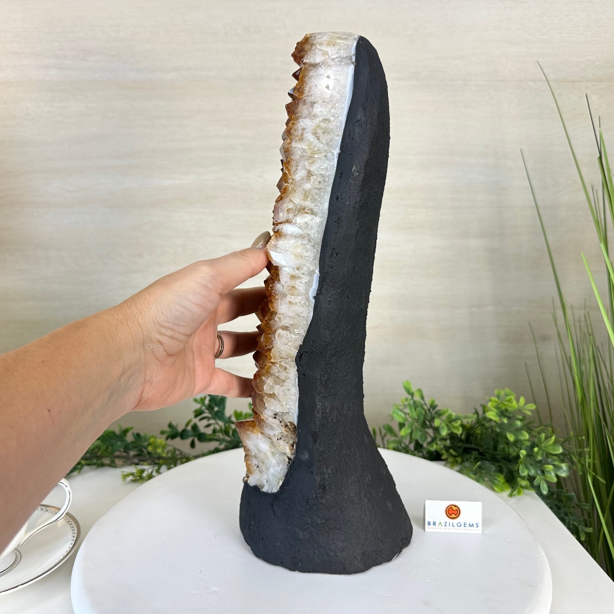 Extra Quality Citrine Cluster on Cement Base, 18.6 lbs and 14.9" Tall 5615 - 0071 - Brazil GemsBrazil GemsExtra Quality Citrine Cluster on Cement Base, 18.6 lbs and 14.9" Tall 5615 - 0071Clusters on Cement Bases5615 - 0071