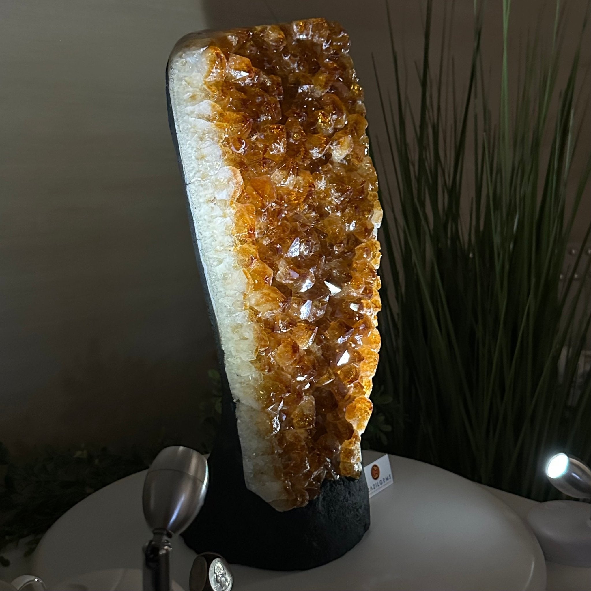 Extra Quality Citrine Cluster on Cement Base, 18.6 lbs and 14.9" Tall 5615 - 0071 - Brazil GemsBrazil GemsExtra Quality Citrine Cluster on Cement Base, 18.6 lbs and 14.9" Tall 5615 - 0071Clusters on Cement Bases5615 - 0071