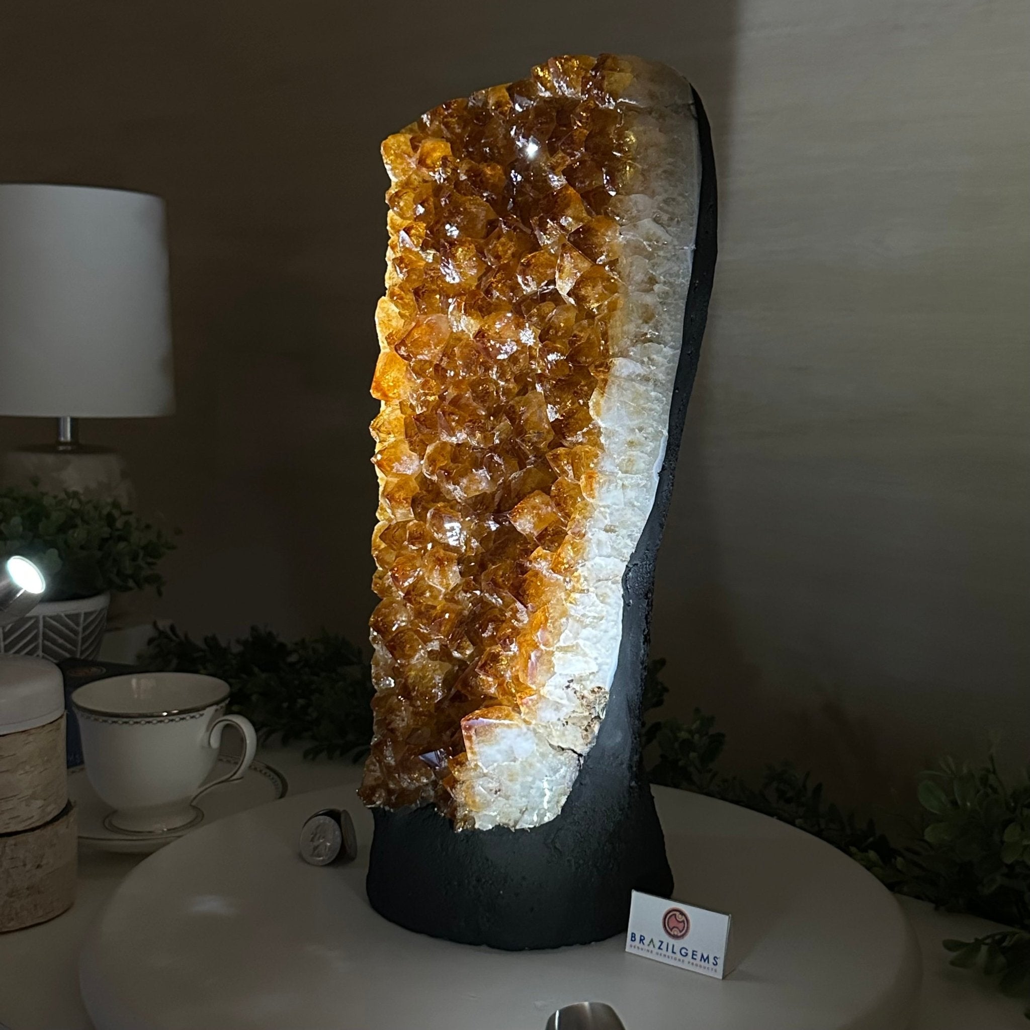 Extra Quality Citrine Cluster on Cement Base, 18.6 lbs and 14.9" Tall 5615 - 0071 - Brazil GemsBrazil GemsExtra Quality Citrine Cluster on Cement Base, 18.6 lbs and 14.9" Tall 5615 - 0071Clusters on Cement Bases5615 - 0071