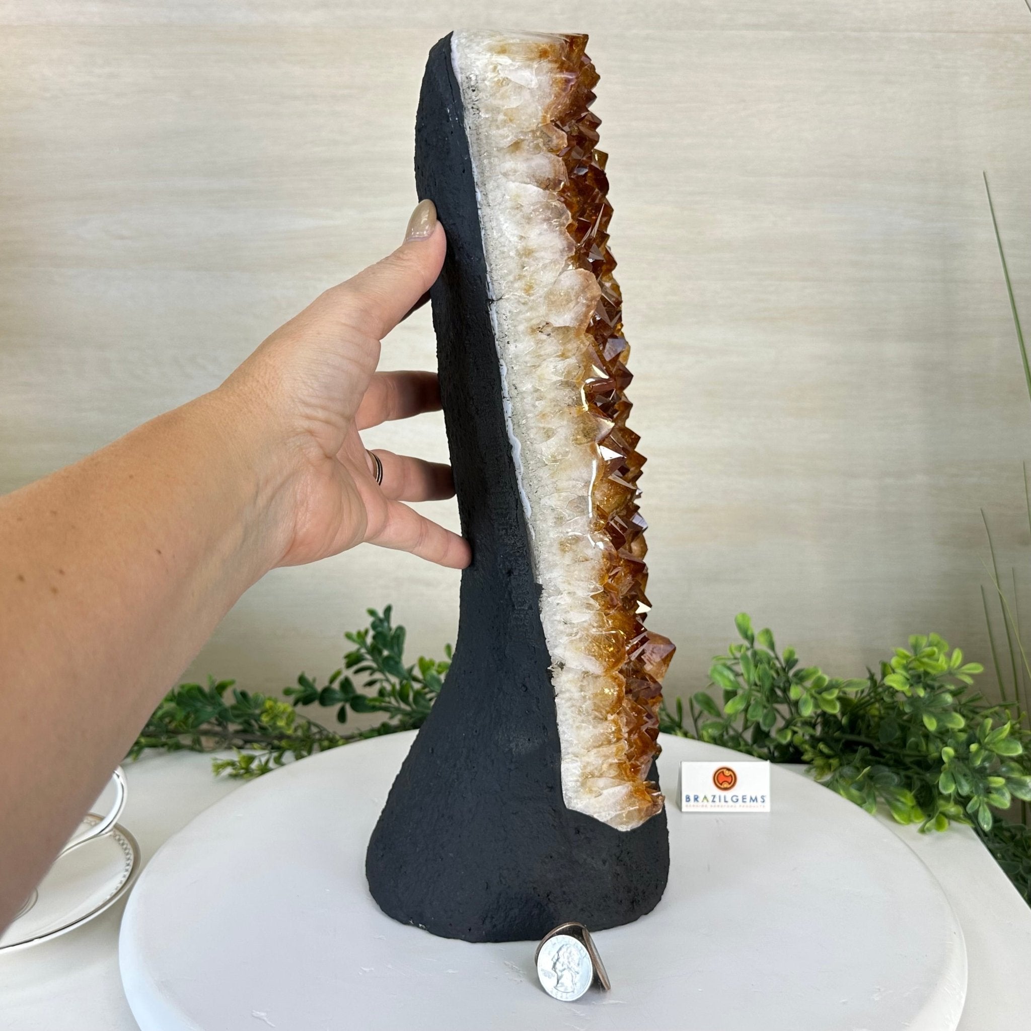 Extra Quality Citrine Cluster on Cement Base, 18.6 lbs and 14.9" Tall 5615 - 0071 - Brazil GemsBrazil GemsExtra Quality Citrine Cluster on Cement Base, 18.6 lbs and 14.9" Tall 5615 - 0071Clusters on Cement Bases5615 - 0071