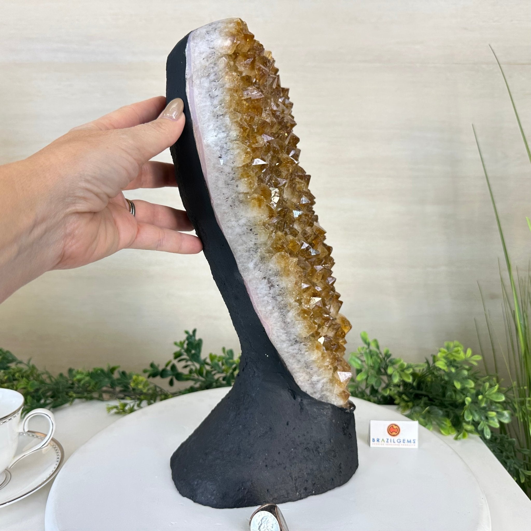 Extra Quality Citrine Cluster on Cement Base, 21.5 lbs and 14.6" Tall 5615 - 0072 - Brazil GemsBrazil GemsExtra Quality Citrine Cluster on Cement Base, 21.5 lbs and 14.6" Tall 5615 - 0072Clusters on Cement Bases5615 - 0072