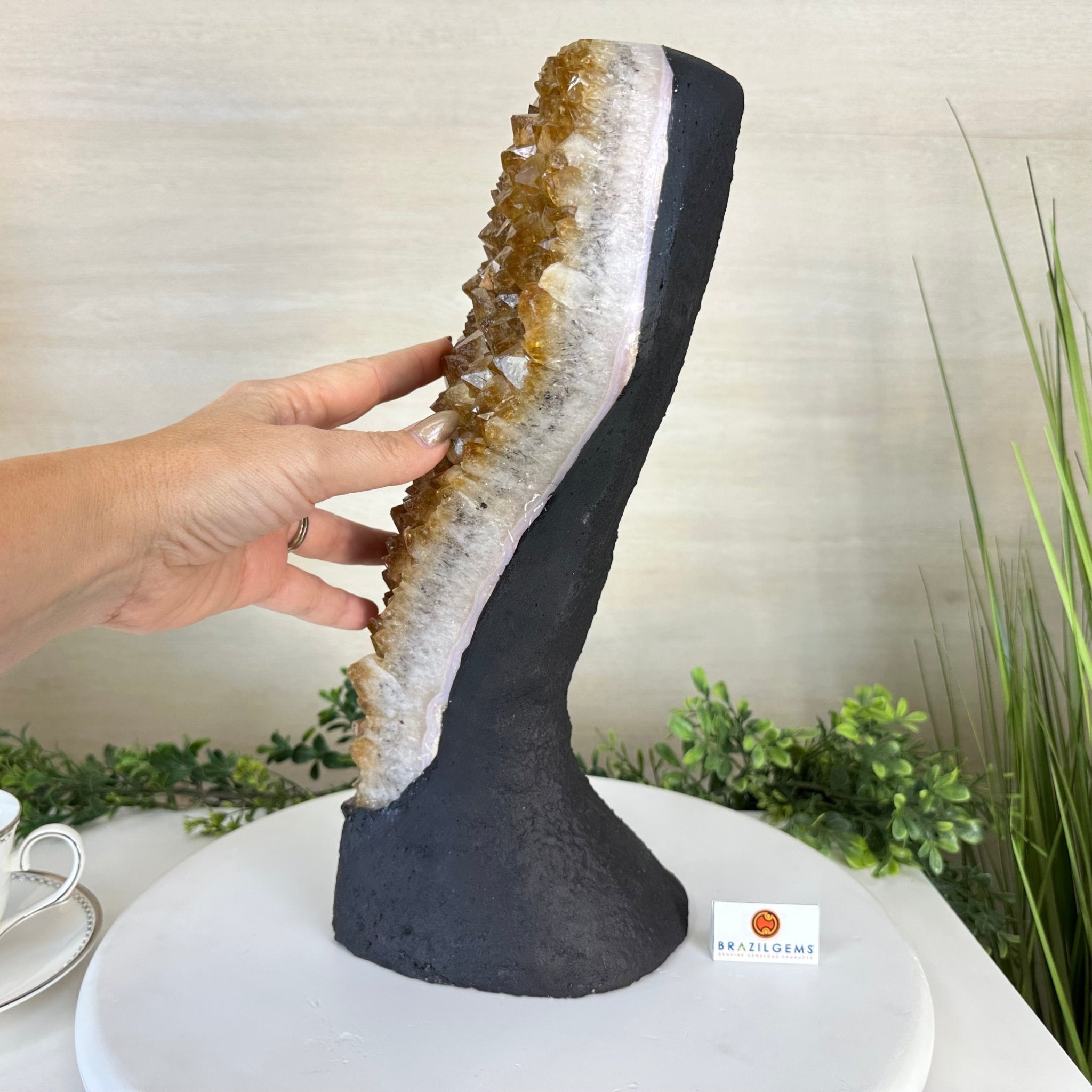 Extra Quality Citrine Cluster on Cement Base, 21.5 lbs and 14.6" Tall 5615 - 0072 - Brazil GemsBrazil GemsExtra Quality Citrine Cluster on Cement Base, 21.5 lbs and 14.6" Tall 5615 - 0072Clusters on Cement Bases5615 - 0072