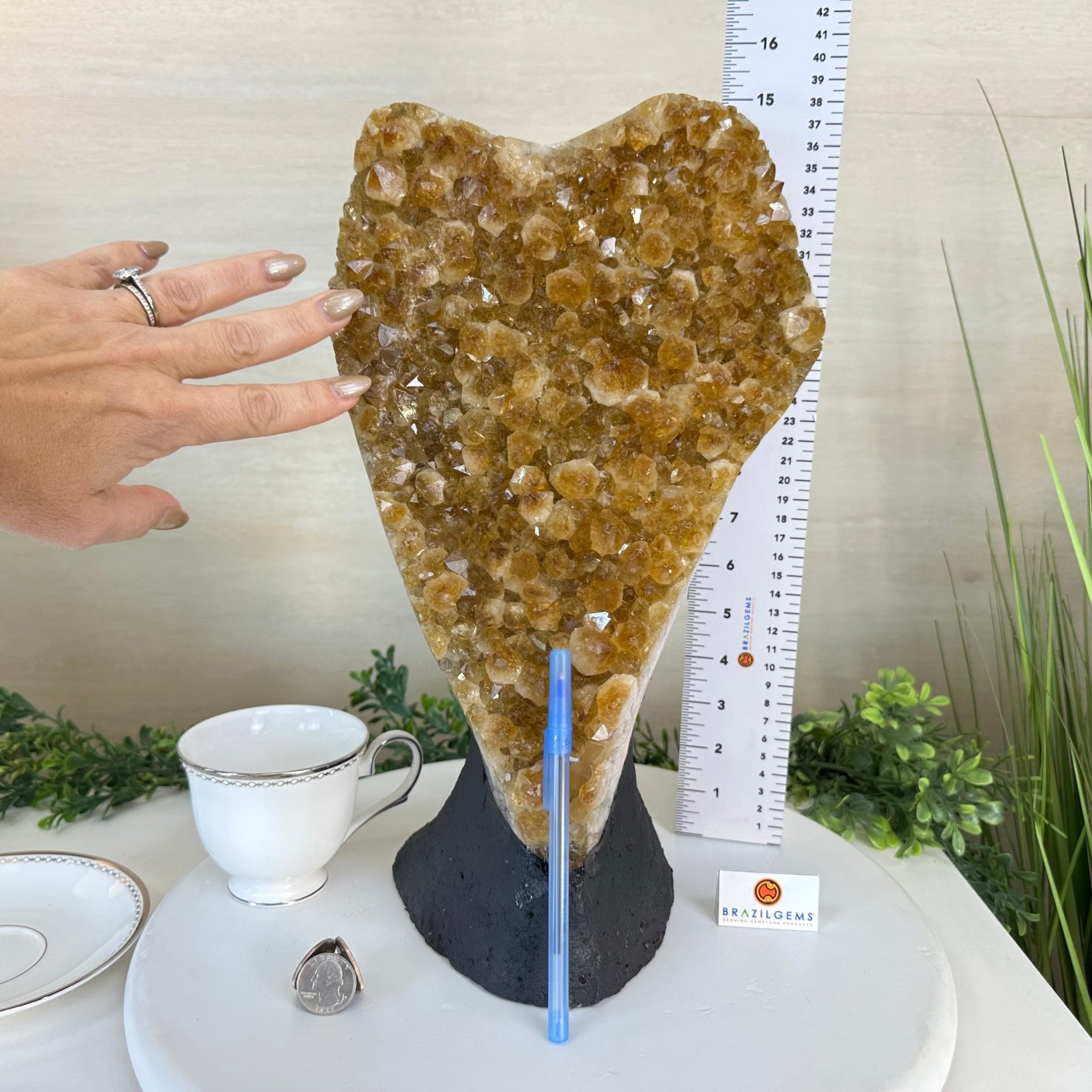 Extra Quality Citrine Cluster on Cement Base, 21.5 lbs and 14.6" Tall 5615 - 0072 - Brazil GemsBrazil GemsExtra Quality Citrine Cluster on Cement Base, 21.5 lbs and 14.6" Tall 5615 - 0072Clusters on Cement Bases5615 - 0072
