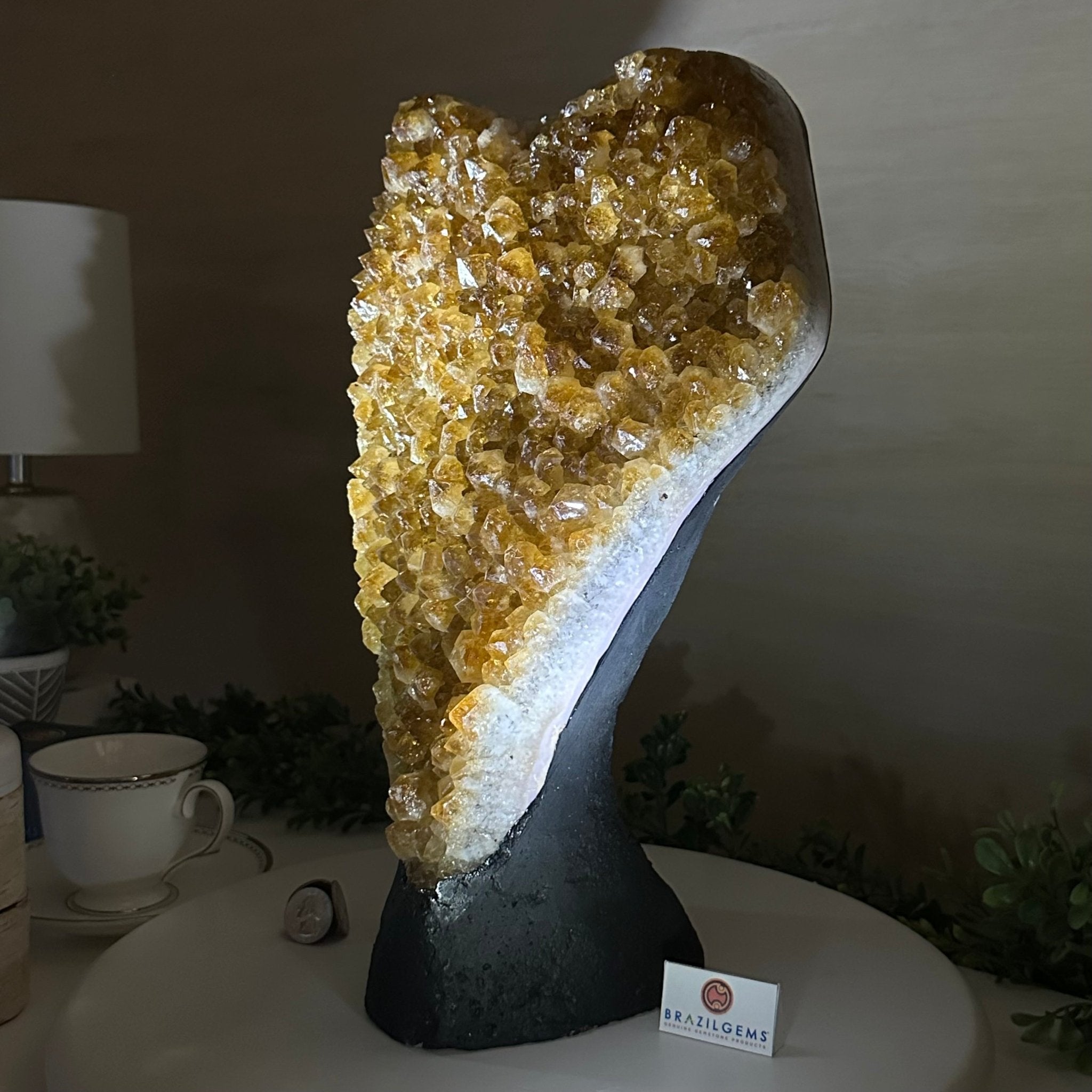 Extra Quality Citrine Cluster on Cement Base, 21.5 lbs and 14.6" Tall 5615 - 0072 - Brazil GemsBrazil GemsExtra Quality Citrine Cluster on Cement Base, 21.5 lbs and 14.6" Tall 5615 - 0072Clusters on Cement Bases5615 - 0072