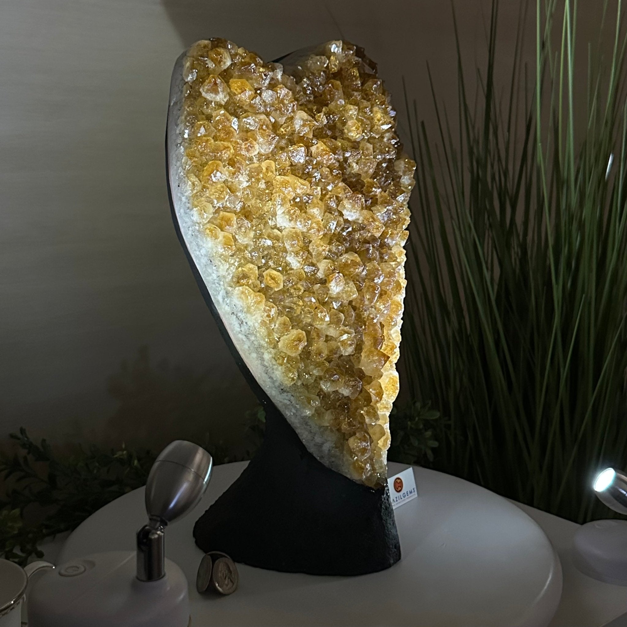 Extra Quality Citrine Cluster on Cement Base, 21.5 lbs and 14.6" Tall 5615 - 0072 - Brazil GemsBrazil GemsExtra Quality Citrine Cluster on Cement Base, 21.5 lbs and 14.6" Tall 5615 - 0072Clusters on Cement Bases5615 - 0072