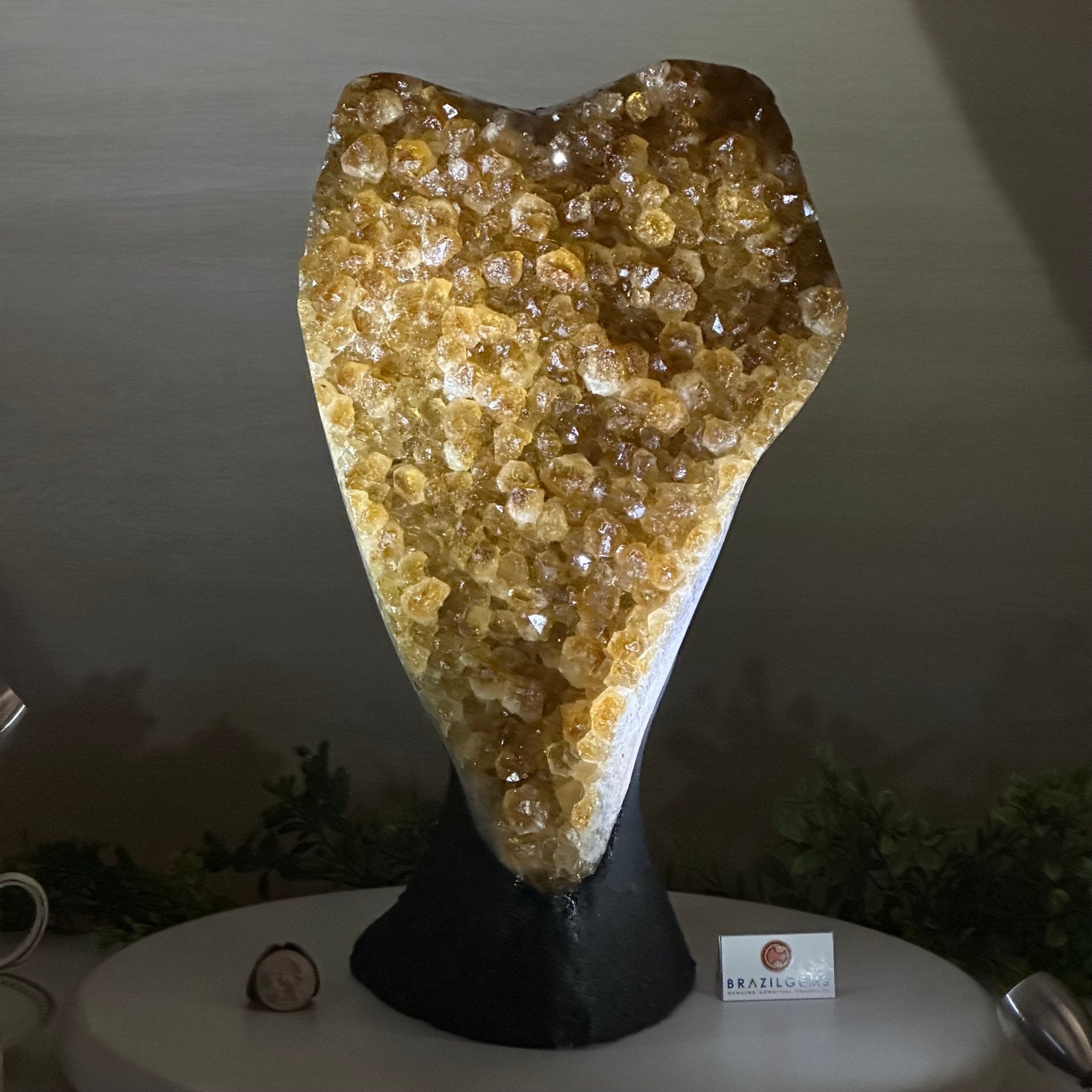 Extra Quality Citrine Cluster on Cement Base, 21.5 lbs and 14.6" Tall 5615 - 0072 - Brazil GemsBrazil GemsExtra Quality Citrine Cluster on Cement Base, 21.5 lbs and 14.6" Tall 5615 - 0072Clusters on Cement Bases5615 - 0072