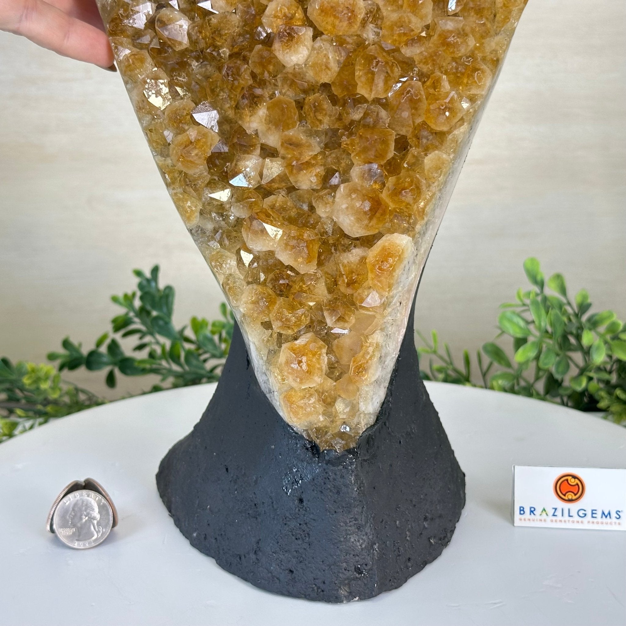 Extra Quality Citrine Cluster on Cement Base, 21.5 lbs and 14.6" Tall 5615 - 0072 - Brazil GemsBrazil GemsExtra Quality Citrine Cluster on Cement Base, 21.5 lbs and 14.6" Tall 5615 - 0072Clusters on Cement Bases5615 - 0072