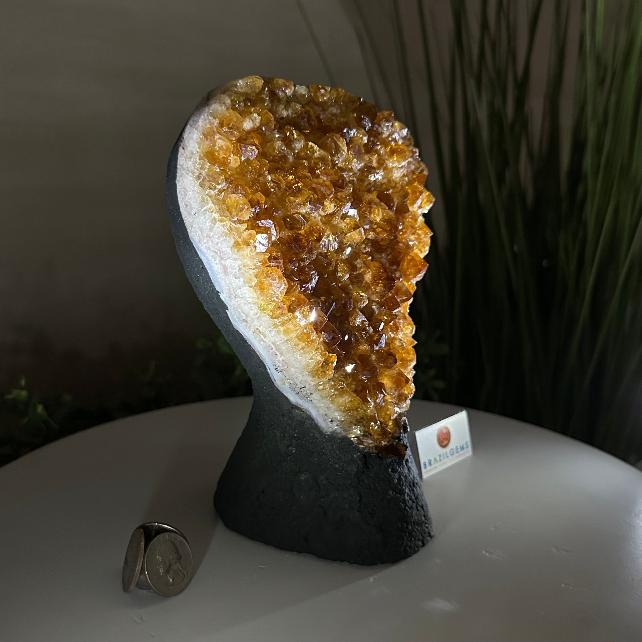 Extra Quality Citrine Cluster on Cement Base, 4.6 lbs and 7.9" Tall 5615 - 0048 - Brazil GemsBrazil GemsExtra Quality Citrine Cluster on Cement Base, 4.6 lbs and 7.9" Tall 5615 - 0048Clusters on Cement Bases5615 - 0048