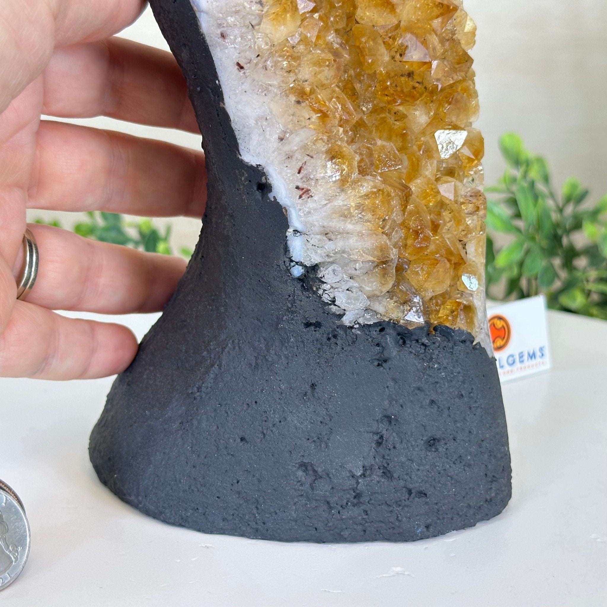 Extra Quality Citrine Cluster on Cement Base, 4.6 lbs and 8.2" Tall 5615 - 0047 - Brazil GemsBrazil GemsExtra Quality Citrine Cluster on Cement Base, 4.6 lbs and 8.2" Tall 5615 - 0047Clusters on Cement Bases5615 - 0047