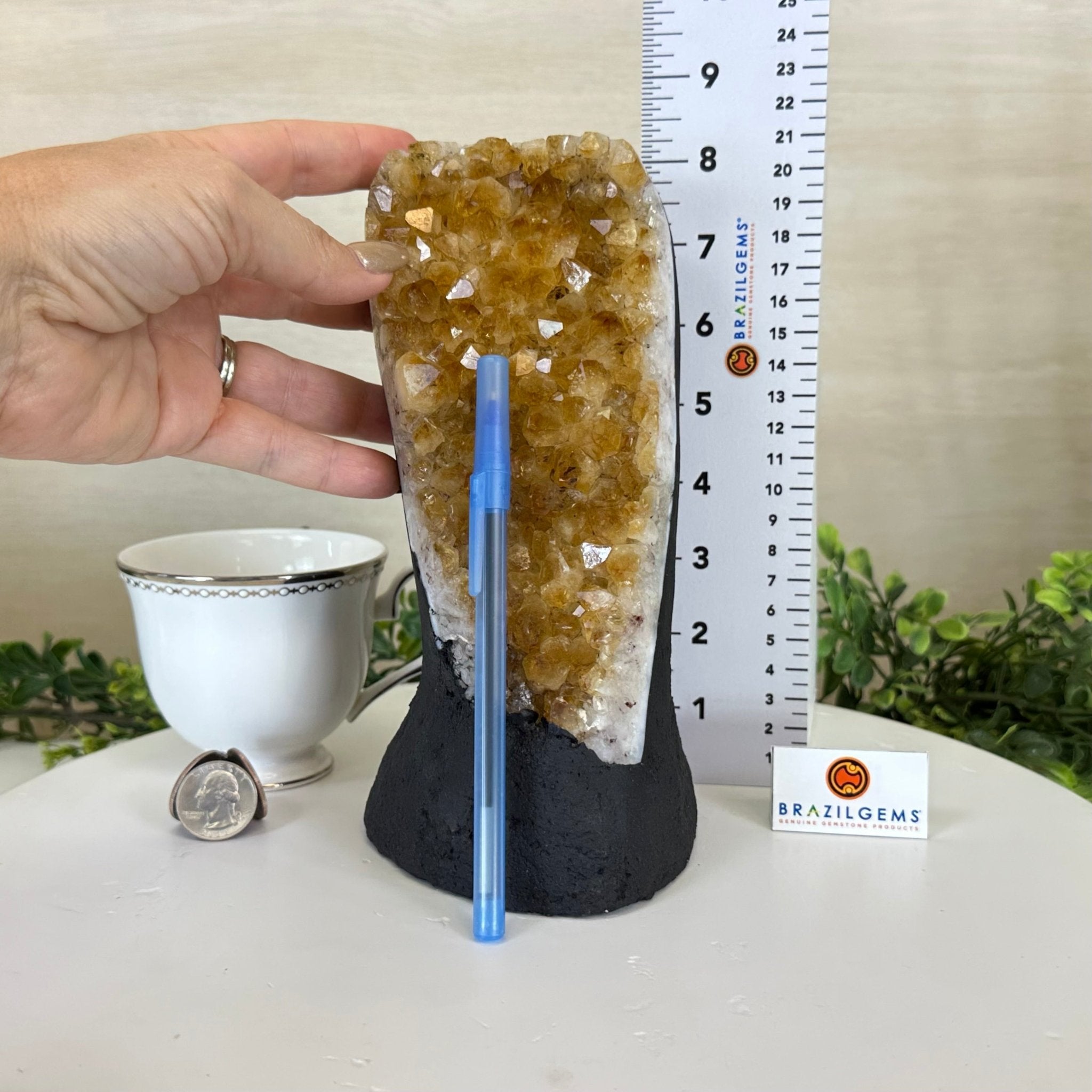 Extra Quality Citrine Cluster on Cement Base, 4.6 lbs and 8.2" Tall 5615 - 0047 - Brazil GemsBrazil GemsExtra Quality Citrine Cluster on Cement Base, 4.6 lbs and 8.2" Tall 5615 - 0047Clusters on Cement Bases5615 - 0047