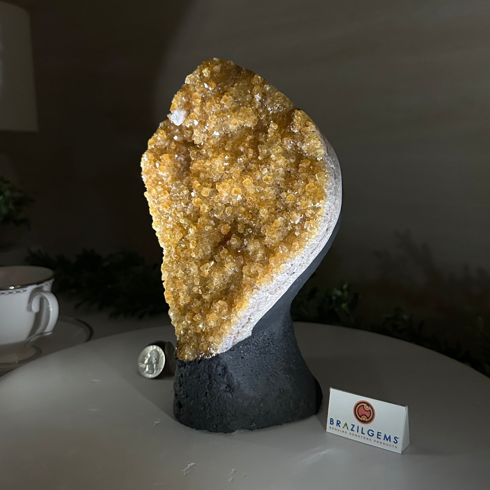 Extra Quality Citrine Cluster on Cement Base, 5 lbs and 8.7" Tall 5615 - 0049 - Brazil GemsBrazil GemsExtra Quality Citrine Cluster on Cement Base, 5 lbs and 8.7" Tall 5615 - 0049Clusters on Cement Bases5615 - 0049