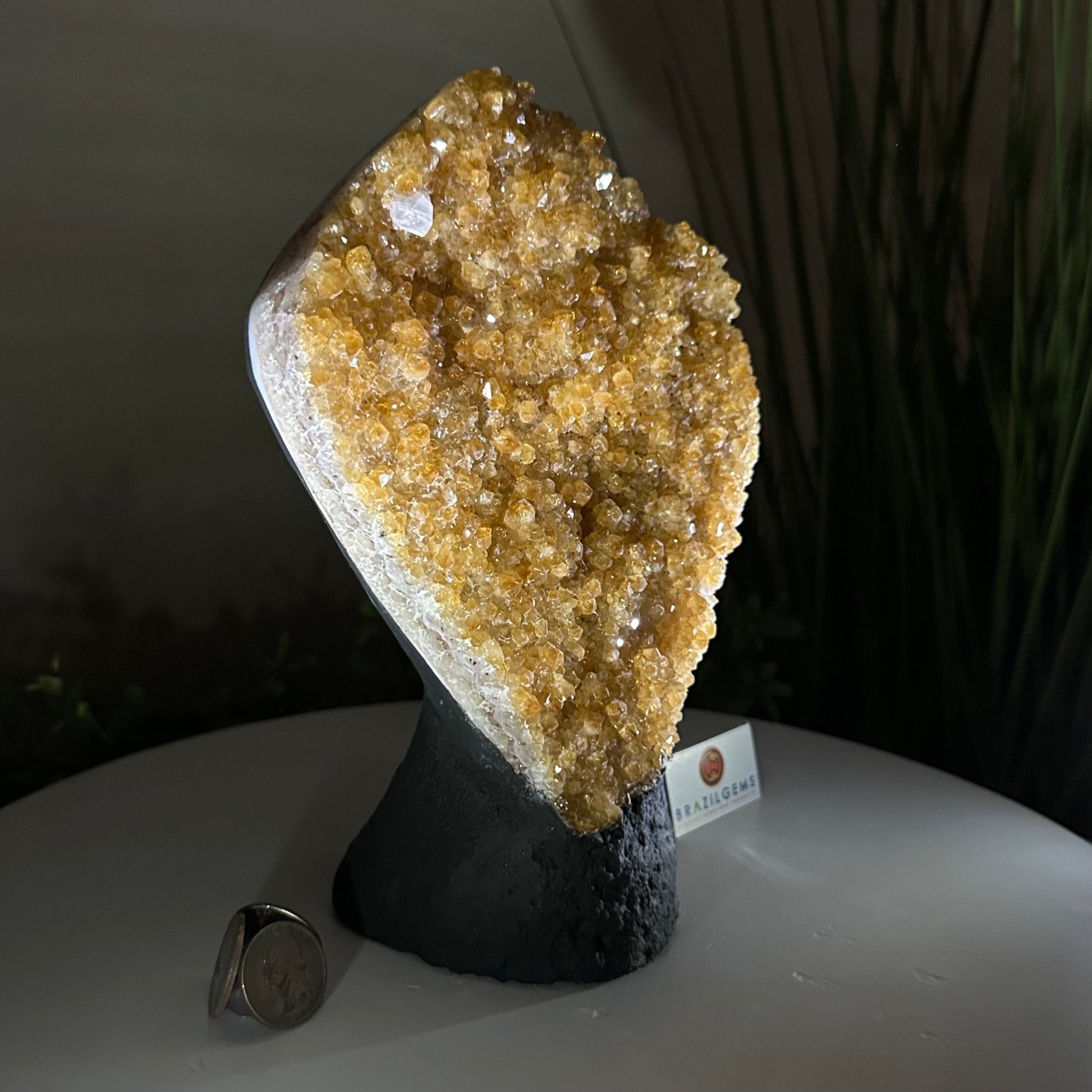 Extra Quality Citrine Cluster on Cement Base, 5 lbs and 8.7" Tall 5615 - 0049 - Brazil GemsBrazil GemsExtra Quality Citrine Cluster on Cement Base, 5 lbs and 8.7" Tall 5615 - 0049Clusters on Cement Bases5615 - 0049