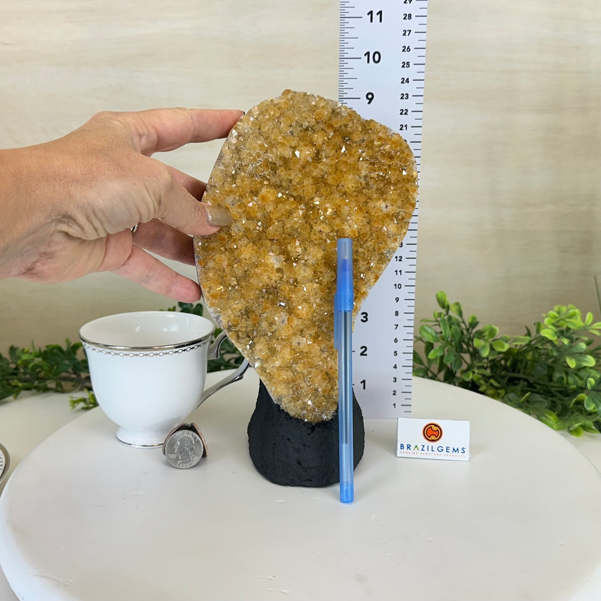 Extra Quality Citrine Cluster on Cement Base, 5 lbs and 9.2" Tall 5615 - 0050 - Brazil GemsBrazil GemsExtra Quality Citrine Cluster on Cement Base, 5 lbs and 9.2" Tall 5615 - 0050Clusters on Cement Bases5615 - 0050