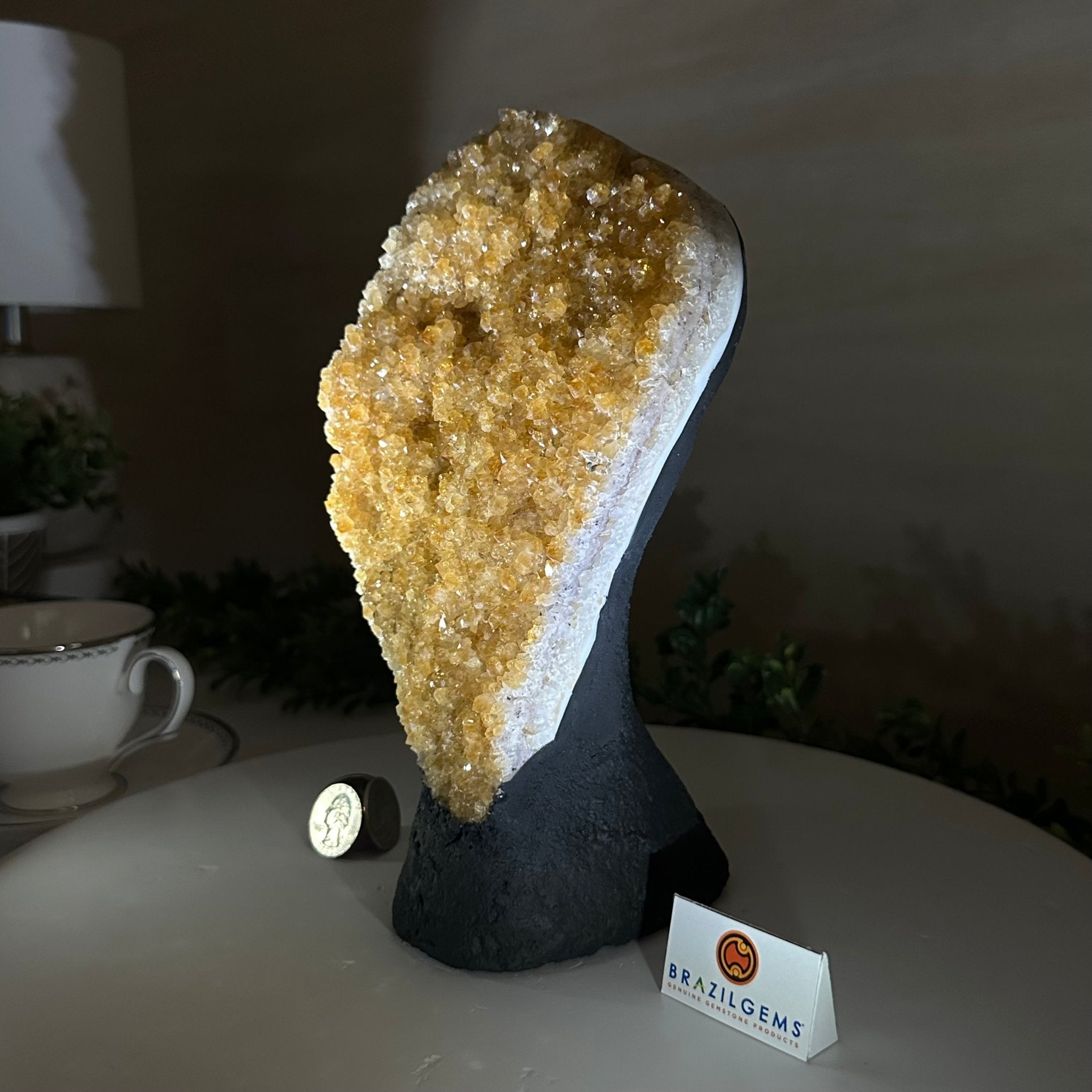 Extra Quality Citrine Cluster on Cement Base, 5 lbs and 9.2" Tall 5615 - 0050 - Brazil GemsBrazil GemsExtra Quality Citrine Cluster on Cement Base, 5 lbs and 9.2" Tall 5615 - 0050Clusters on Cement Bases5615 - 0050