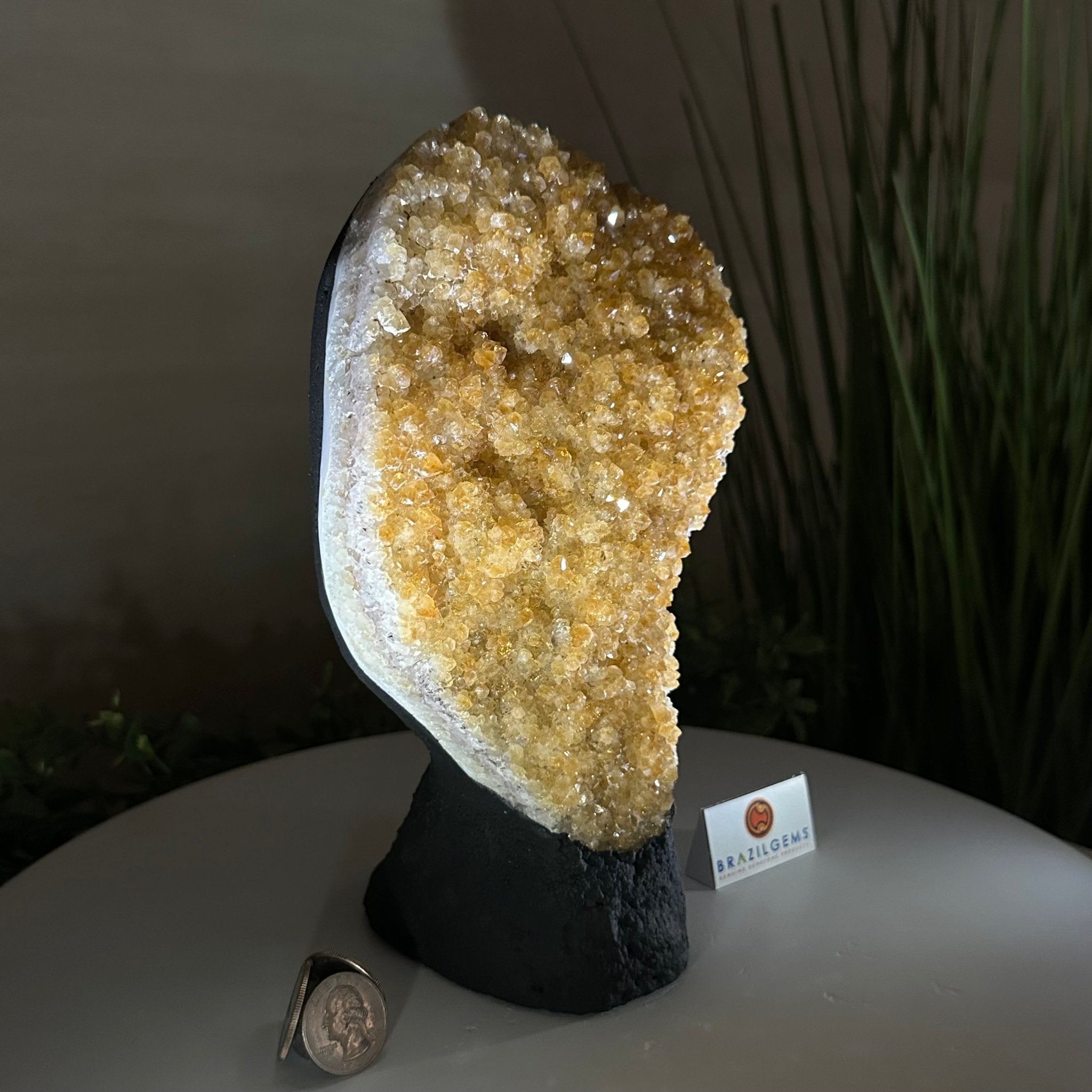 Extra Quality Citrine Cluster on Cement Base, 5 lbs and 9.2" Tall 5615 - 0050 - Brazil GemsBrazil GemsExtra Quality Citrine Cluster on Cement Base, 5 lbs and 9.2" Tall 5615 - 0050Clusters on Cement Bases5615 - 0050