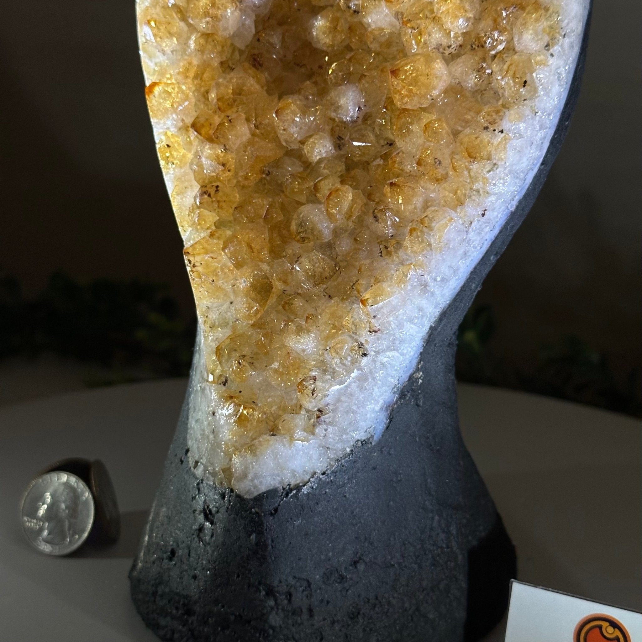 Extra Quality Citrine Cluster on Cement Base, 6 lbs and 10.4" Tall 5615 - 0051 - Brazil GemsBrazil GemsExtra Quality Citrine Cluster on Cement Base, 6 lbs and 10.4" Tall 5615 - 0051Clusters on Cement Bases5615 - 0051