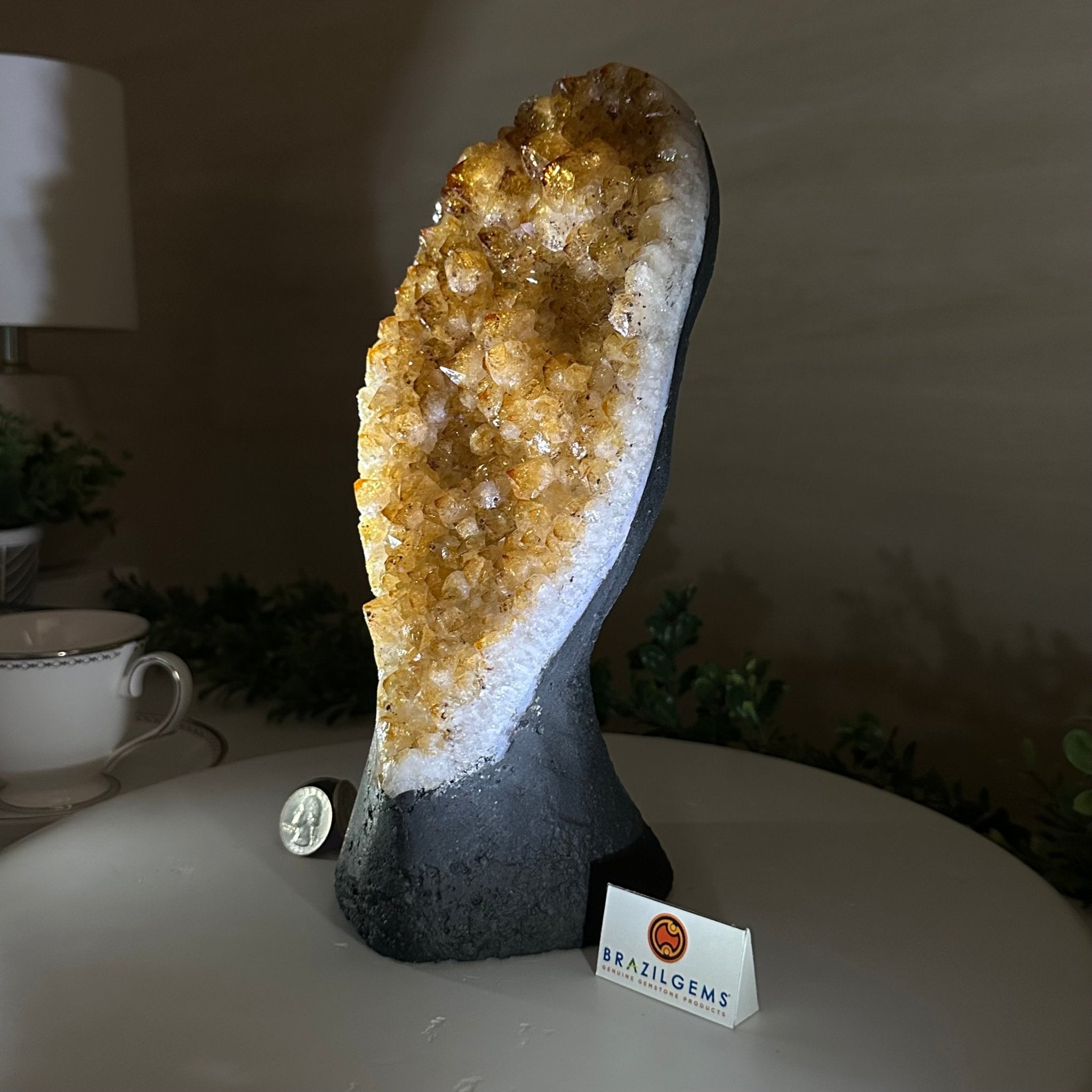 Extra Quality Citrine Cluster on Cement Base, 6 lbs and 10.4" Tall 5615 - 0051 - Brazil GemsBrazil GemsExtra Quality Citrine Cluster on Cement Base, 6 lbs and 10.4" Tall 5615 - 0051Clusters on Cement Bases5615 - 0051