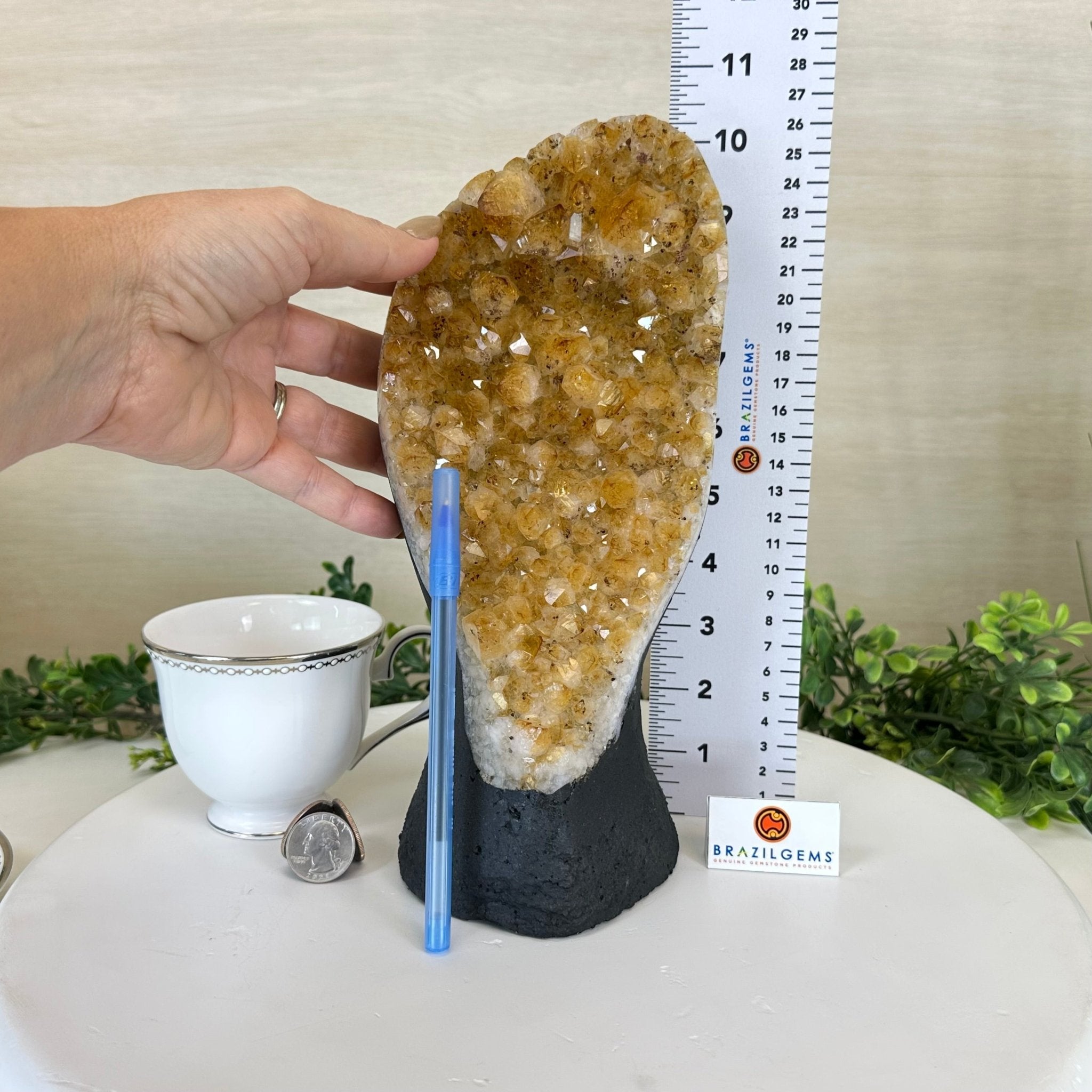 Extra Quality Citrine Cluster on Cement Base, 6 lbs and 10.4" Tall 5615 - 0051 - Brazil GemsBrazil GemsExtra Quality Citrine Cluster on Cement Base, 6 lbs and 10.4" Tall 5615 - 0051Clusters on Cement Bases5615 - 0051
