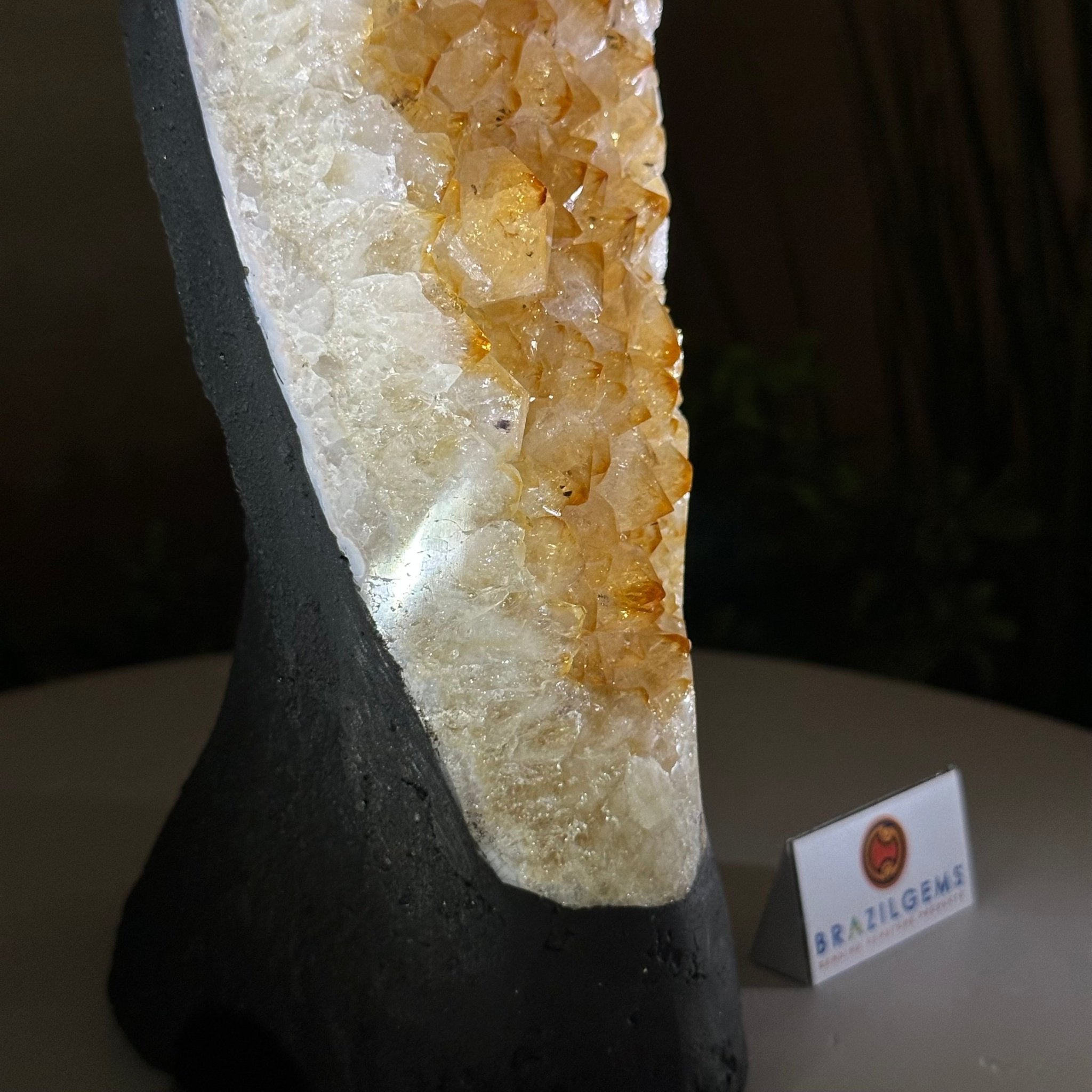 Extra Quality Citrine Cluster on Cement Base, 6 lbs and 11.8" Tall 5615 - 0053 - Brazil GemsBrazil GemsExtra Quality Citrine Cluster on Cement Base, 6 lbs and 11.8" Tall 5615 - 0053Clusters on Cement Bases5615 - 0053