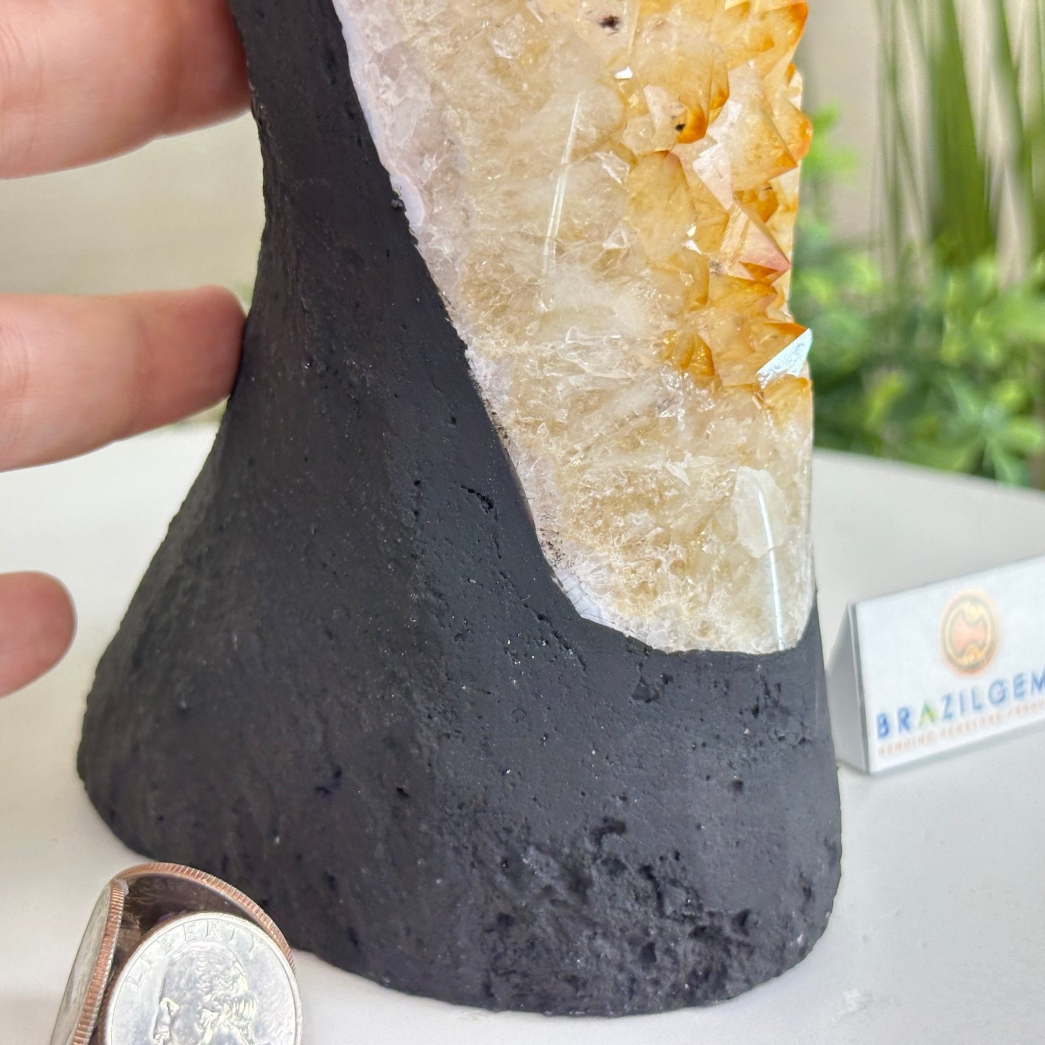 Extra Quality Citrine Cluster on Cement Base, 6 lbs and 11.8" Tall 5615 - 0053 - Brazil GemsBrazil GemsExtra Quality Citrine Cluster on Cement Base, 6 lbs and 11.8" Tall 5615 - 0053Clusters on Cement Bases5615 - 0053