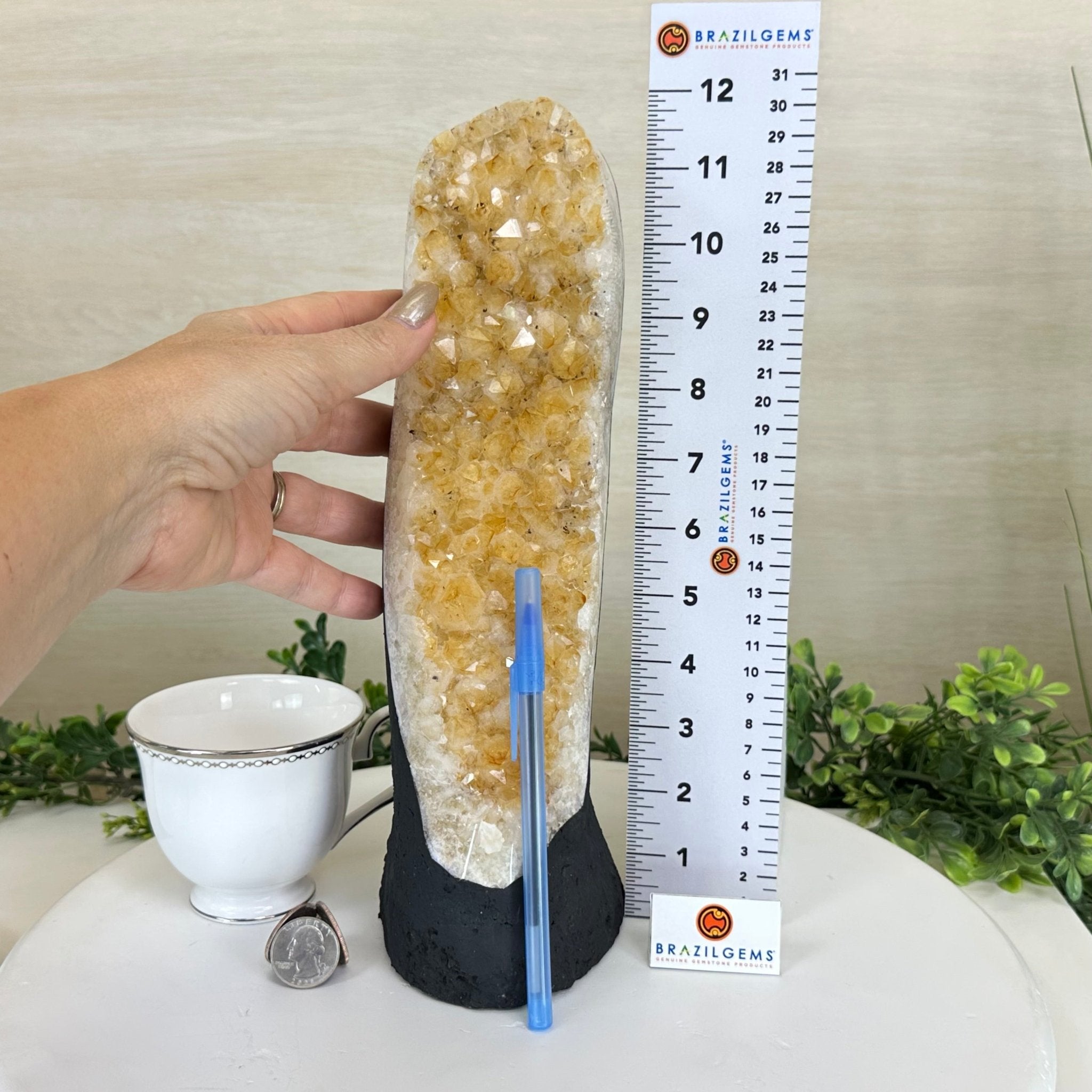 Extra Quality Citrine Cluster on Cement Base, 6 lbs and 11.8" Tall 5615 - 0053 - Brazil GemsBrazil GemsExtra Quality Citrine Cluster on Cement Base, 6 lbs and 11.8" Tall 5615 - 0053Clusters on Cement Bases5615 - 0053