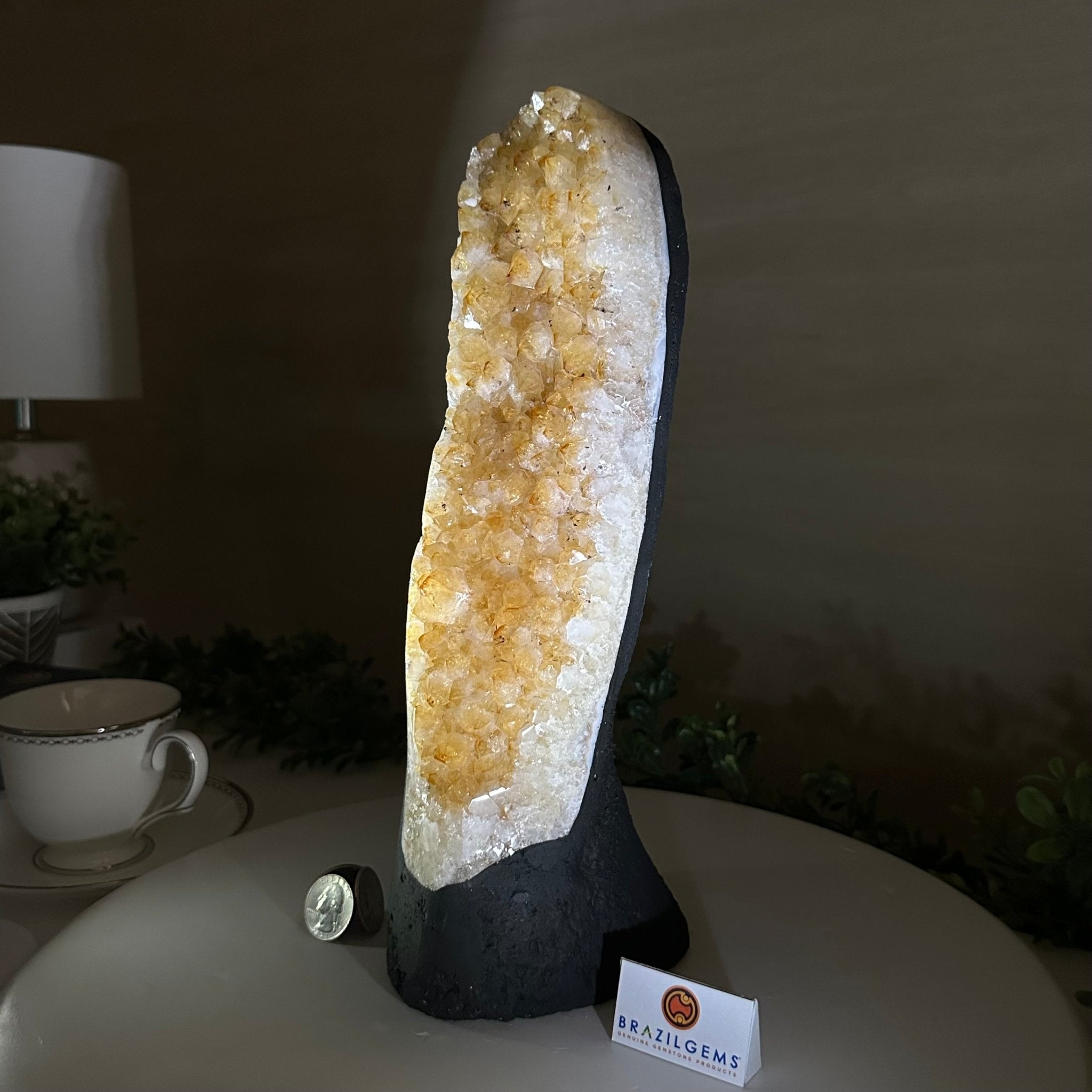 Extra Quality Citrine Cluster on Cement Base, 6 lbs and 11.8" Tall 5615 - 0053 - Brazil GemsBrazil GemsExtra Quality Citrine Cluster on Cement Base, 6 lbs and 11.8" Tall 5615 - 0053Clusters on Cement Bases5615 - 0053