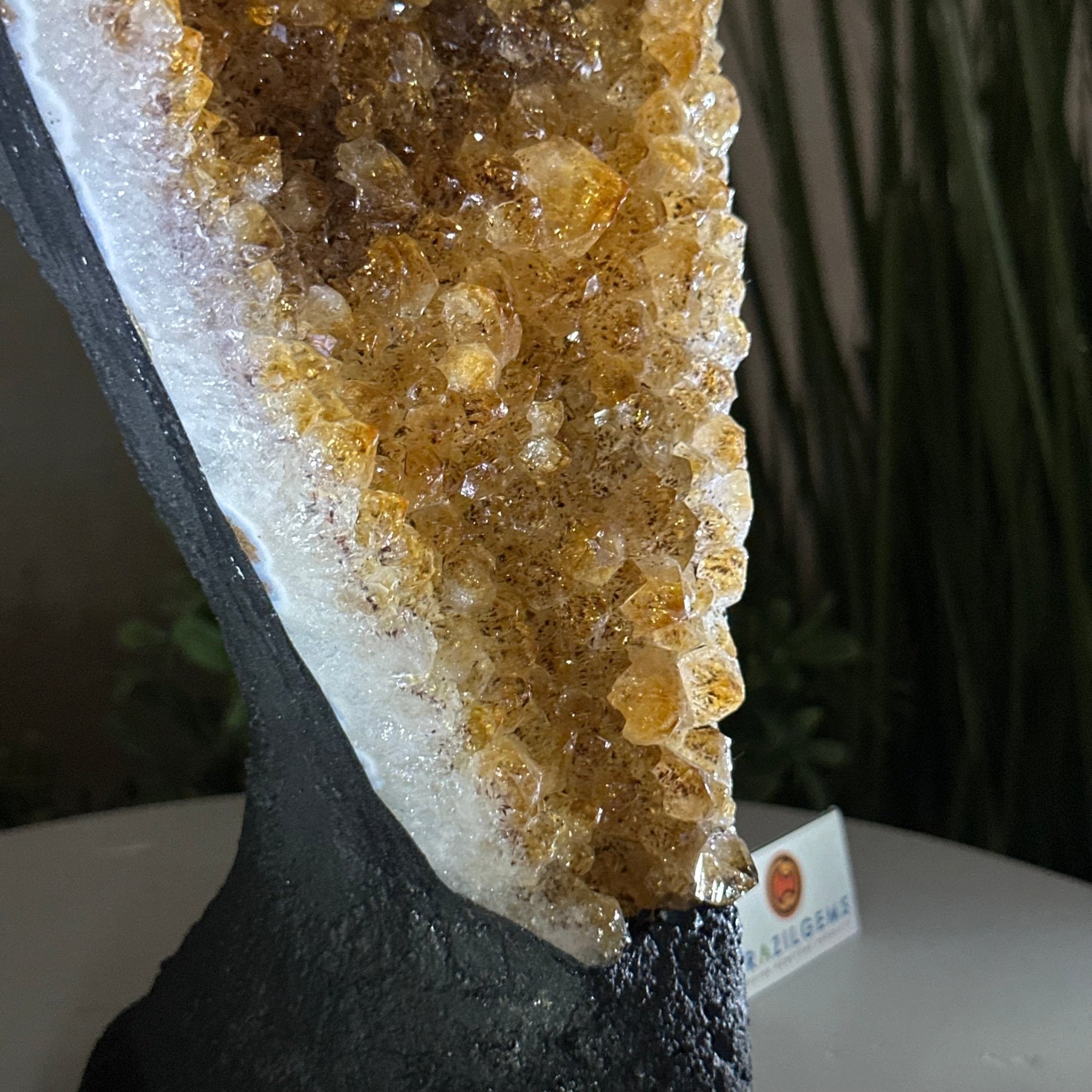 Extra Quality Citrine Cluster on Cement Base, 7.1 lbs and 10.4" Tall 5615 - 0055 - Brazil GemsBrazil GemsExtra Quality Citrine Cluster on Cement Base, 7.1 lbs and 10.4" Tall 5615 - 0055Clusters on Cement Bases5615 - 0055