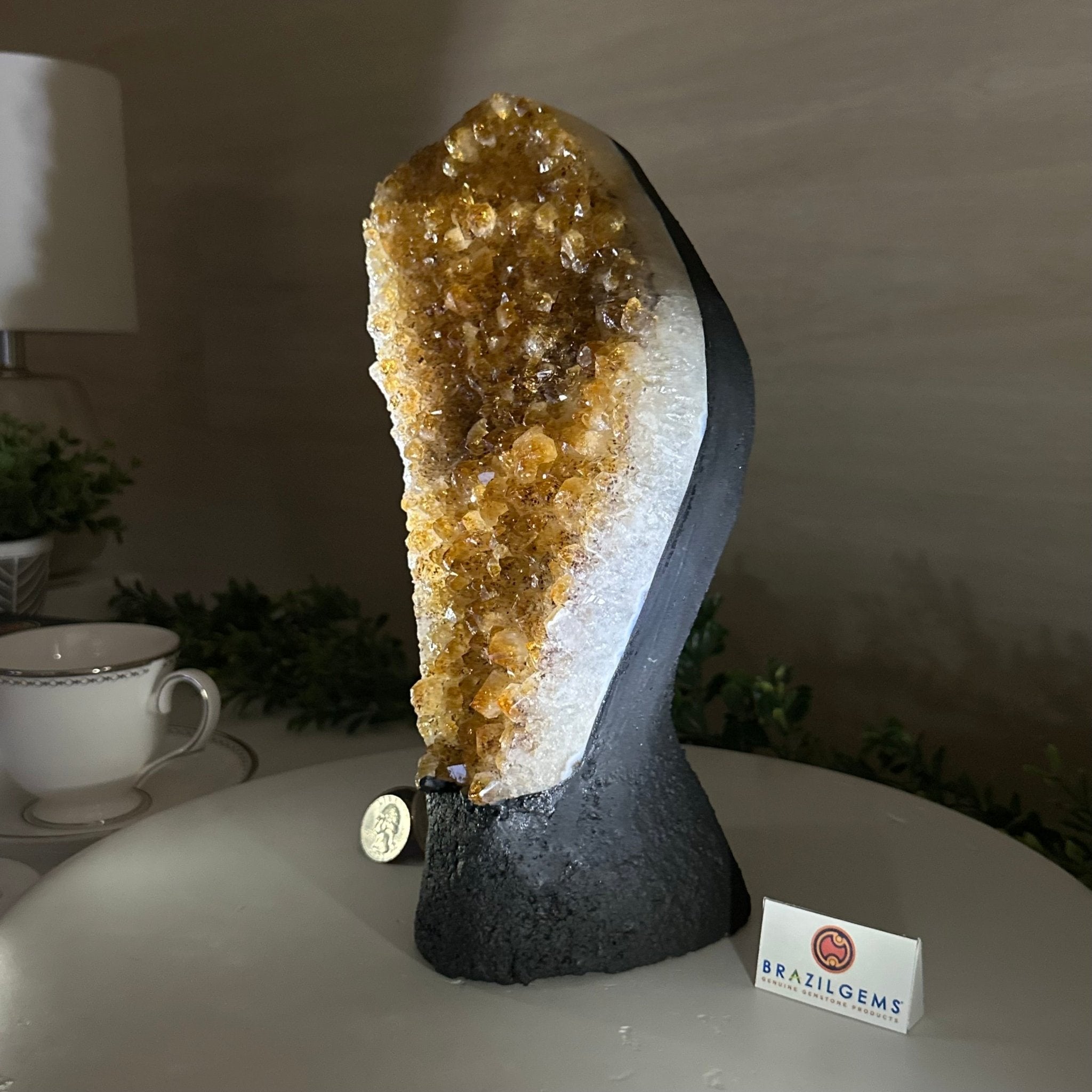 Extra Quality Citrine Cluster on Cement Base, 7.1 lbs and 10.4" Tall 5615 - 0055 - Brazil GemsBrazil GemsExtra Quality Citrine Cluster on Cement Base, 7.1 lbs and 10.4" Tall 5615 - 0055Clusters on Cement Bases5615 - 0055