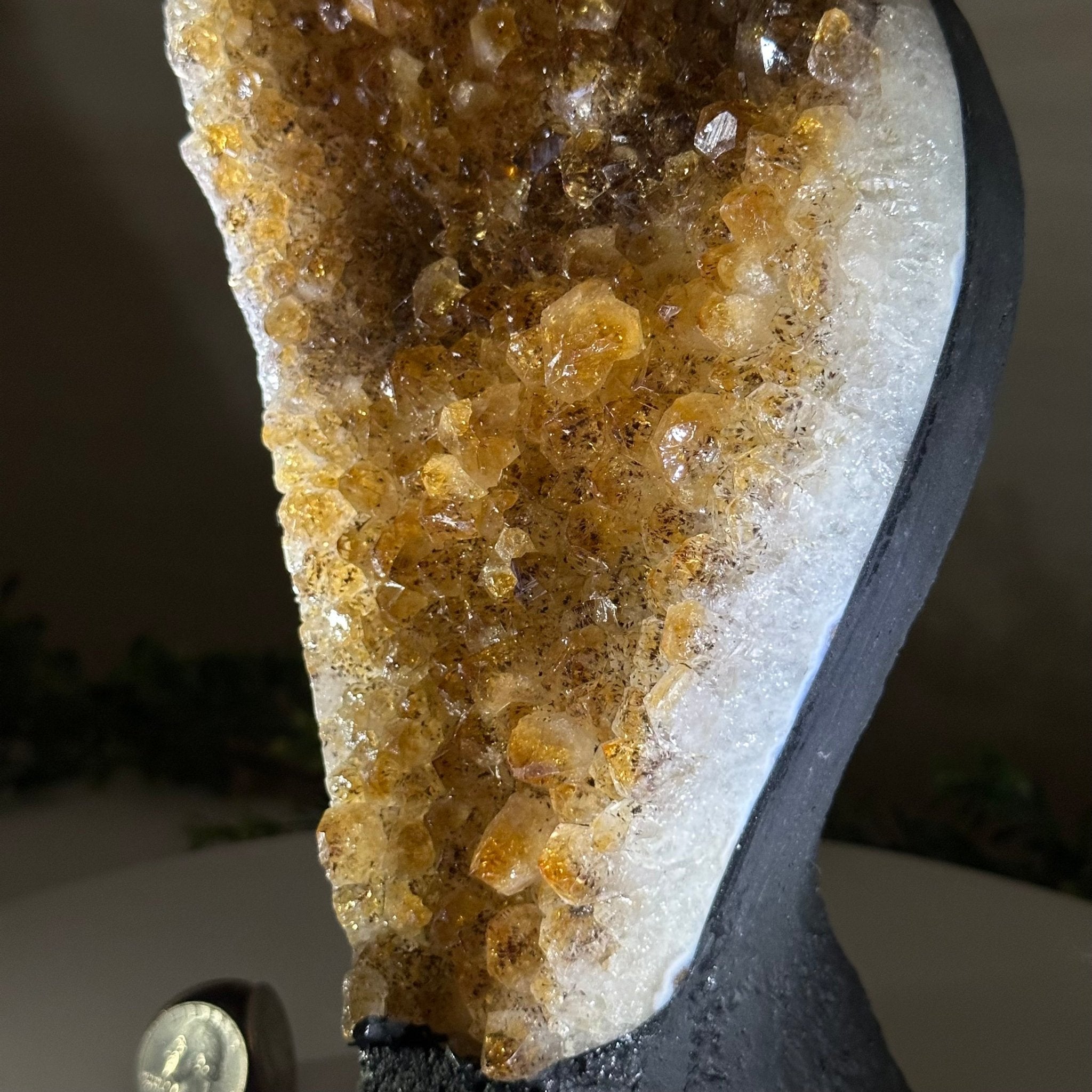Extra Quality Citrine Cluster on Cement Base, 7.1 lbs and 10.4" Tall 5615 - 0055 - Brazil GemsBrazil GemsExtra Quality Citrine Cluster on Cement Base, 7.1 lbs and 10.4" Tall 5615 - 0055Clusters on Cement Bases5615 - 0055