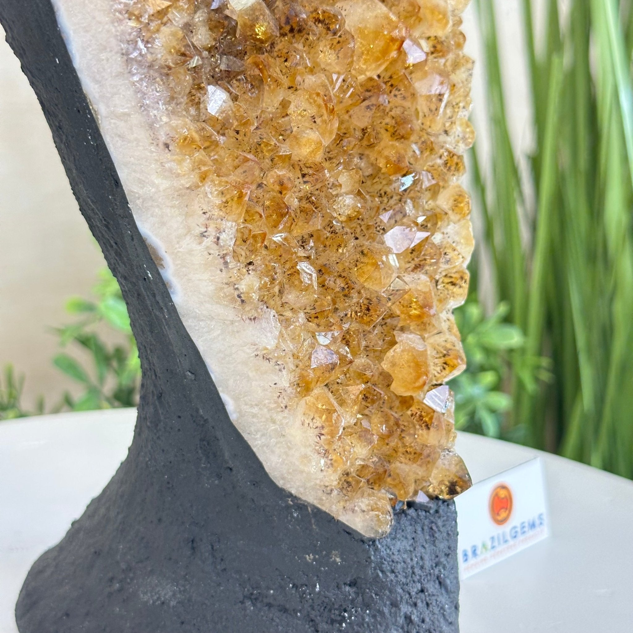 Extra Quality Citrine Cluster on Cement Base, 7.1 lbs and 10.4" Tall 5615 - 0055 - Brazil GemsBrazil GemsExtra Quality Citrine Cluster on Cement Base, 7.1 lbs and 10.4" Tall 5615 - 0055Clusters on Cement Bases5615 - 0055