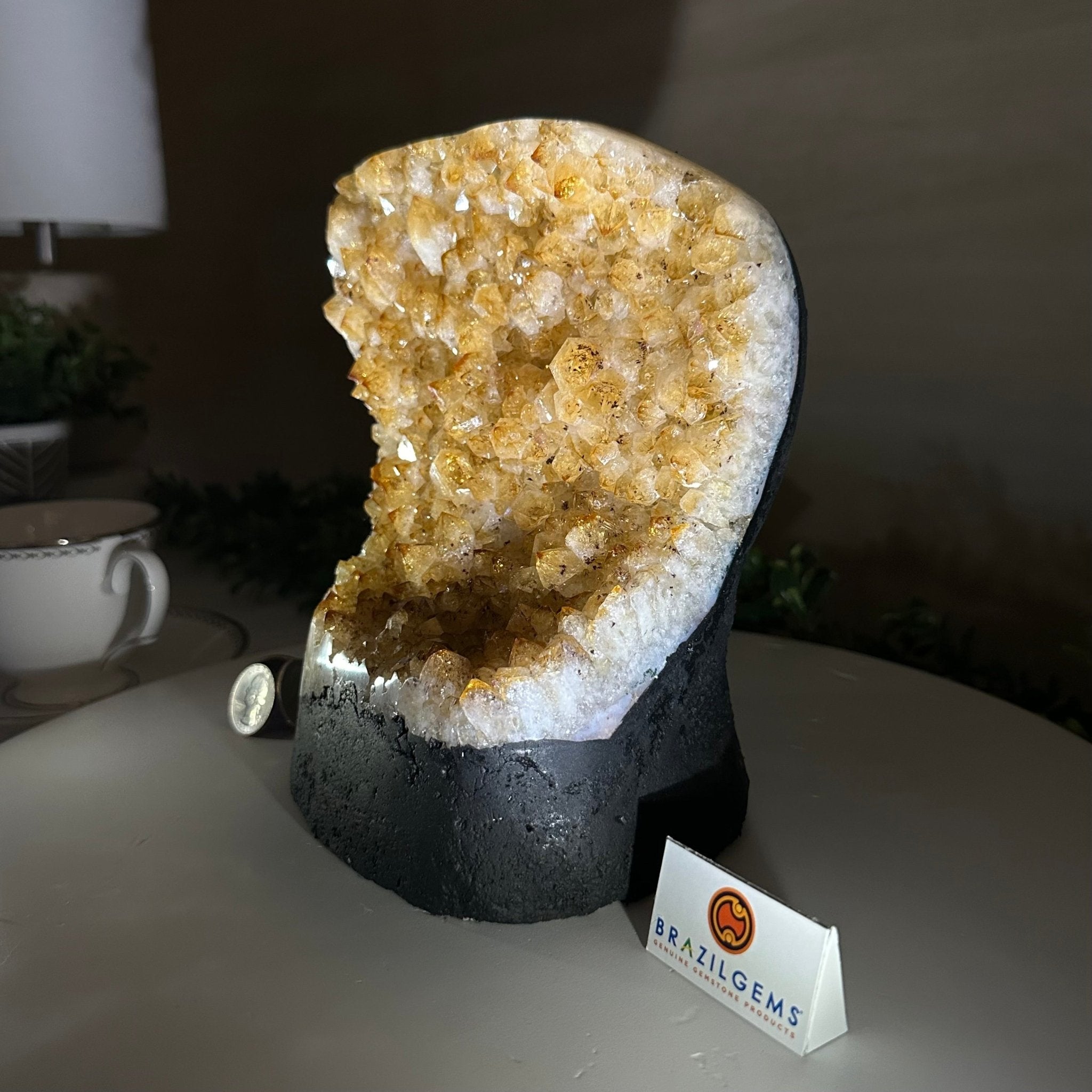 Extra Quality Citrine Cluster on Cement Base, 7.2 lbs and 7.4" Tall 5615 - 0056 - Brazil GemsBrazil GemsExtra Quality Citrine Cluster on Cement Base, 7.2 lbs and 7.4" Tall 5615 - 0056Clusters on Cement Bases5615 - 0056