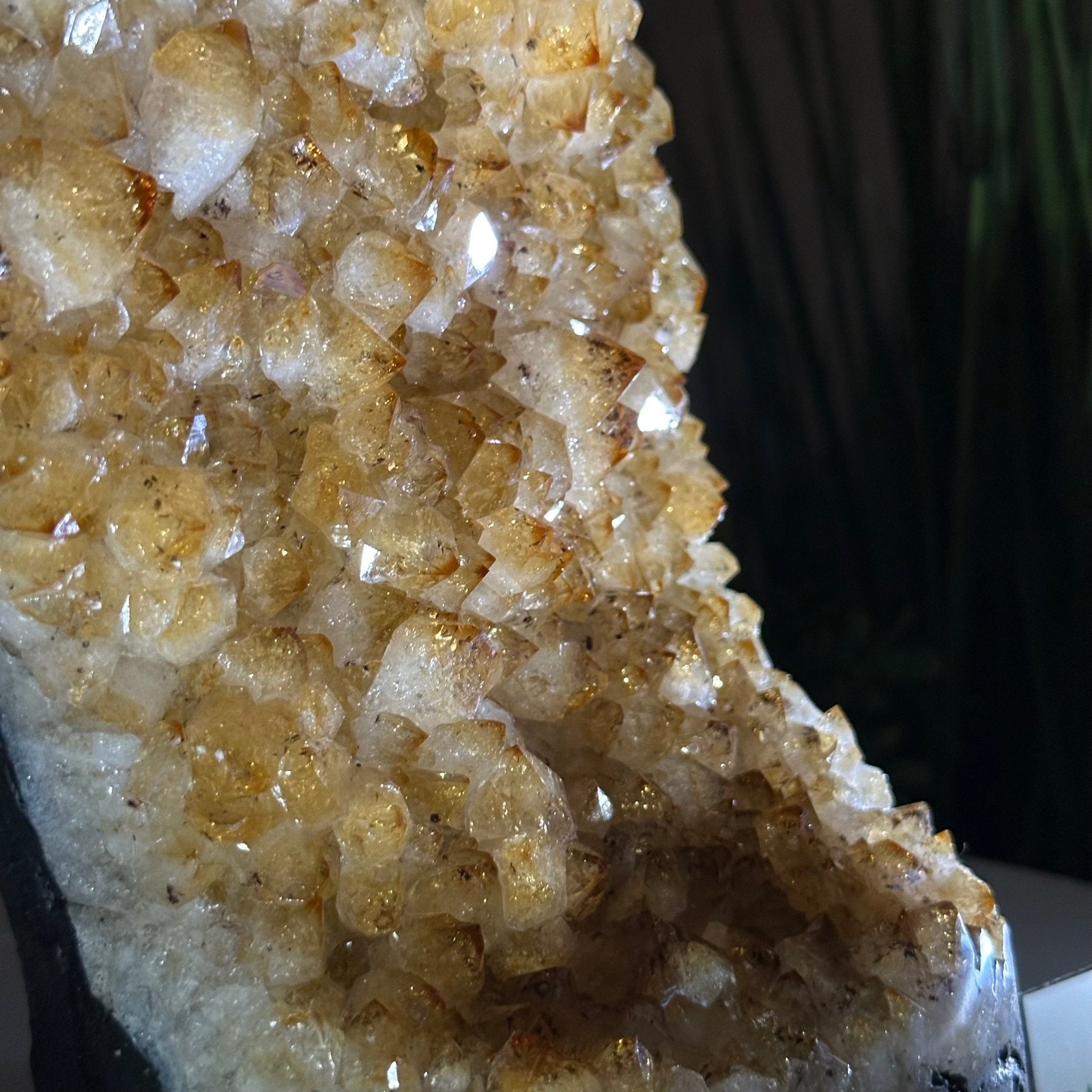 Extra Quality Citrine Cluster on Cement Base, 7.2 lbs and 7.4" Tall 5615 - 0056 - Brazil GemsBrazil GemsExtra Quality Citrine Cluster on Cement Base, 7.2 lbs and 7.4" Tall 5615 - 0056Clusters on Cement Bases5615 - 0056