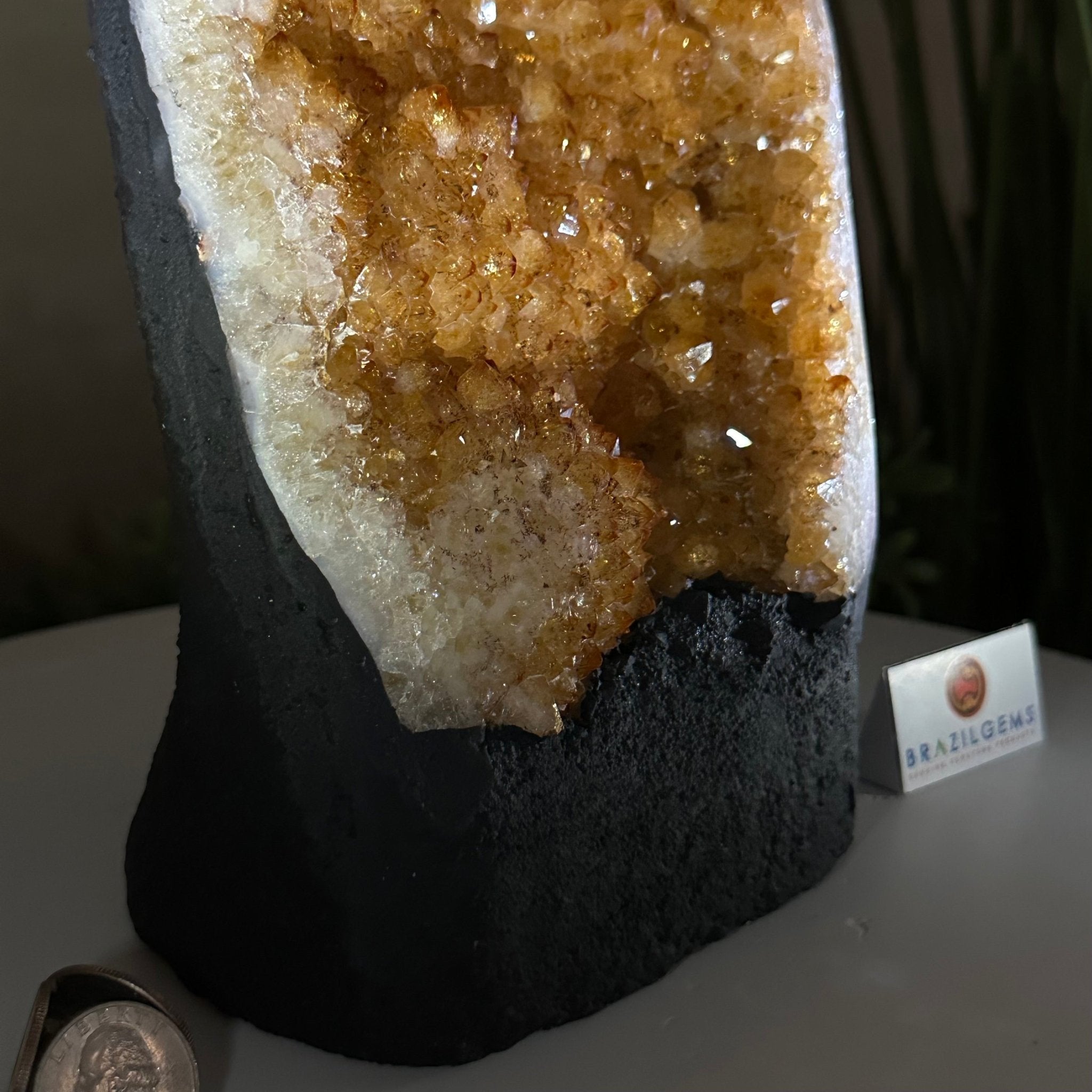 Extra Quality Citrine Cluster on Cement Base, 7.9 lbs and 9.2" Tall 5615 - 0058 - Brazil GemsBrazil GemsExtra Quality Citrine Cluster on Cement Base, 7.9 lbs and 9.2" Tall 5615 - 0058Clusters on Cement Bases5615 - 0058