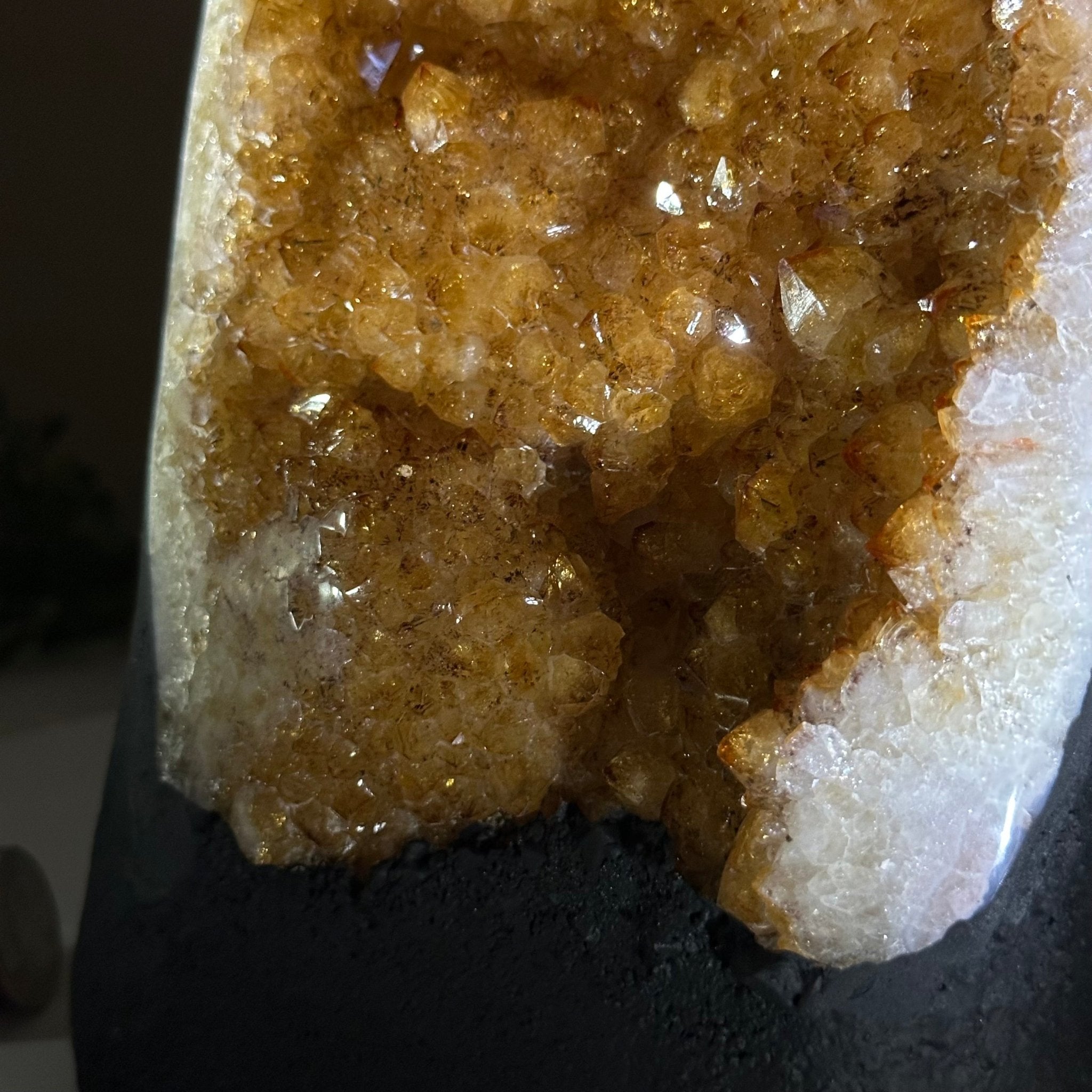 Extra Quality Citrine Cluster on Cement Base, 7.9 lbs and 9.2" Tall 5615 - 0058 - Brazil GemsBrazil GemsExtra Quality Citrine Cluster on Cement Base, 7.9 lbs and 9.2" Tall 5615 - 0058Clusters on Cement Bases5615 - 0058