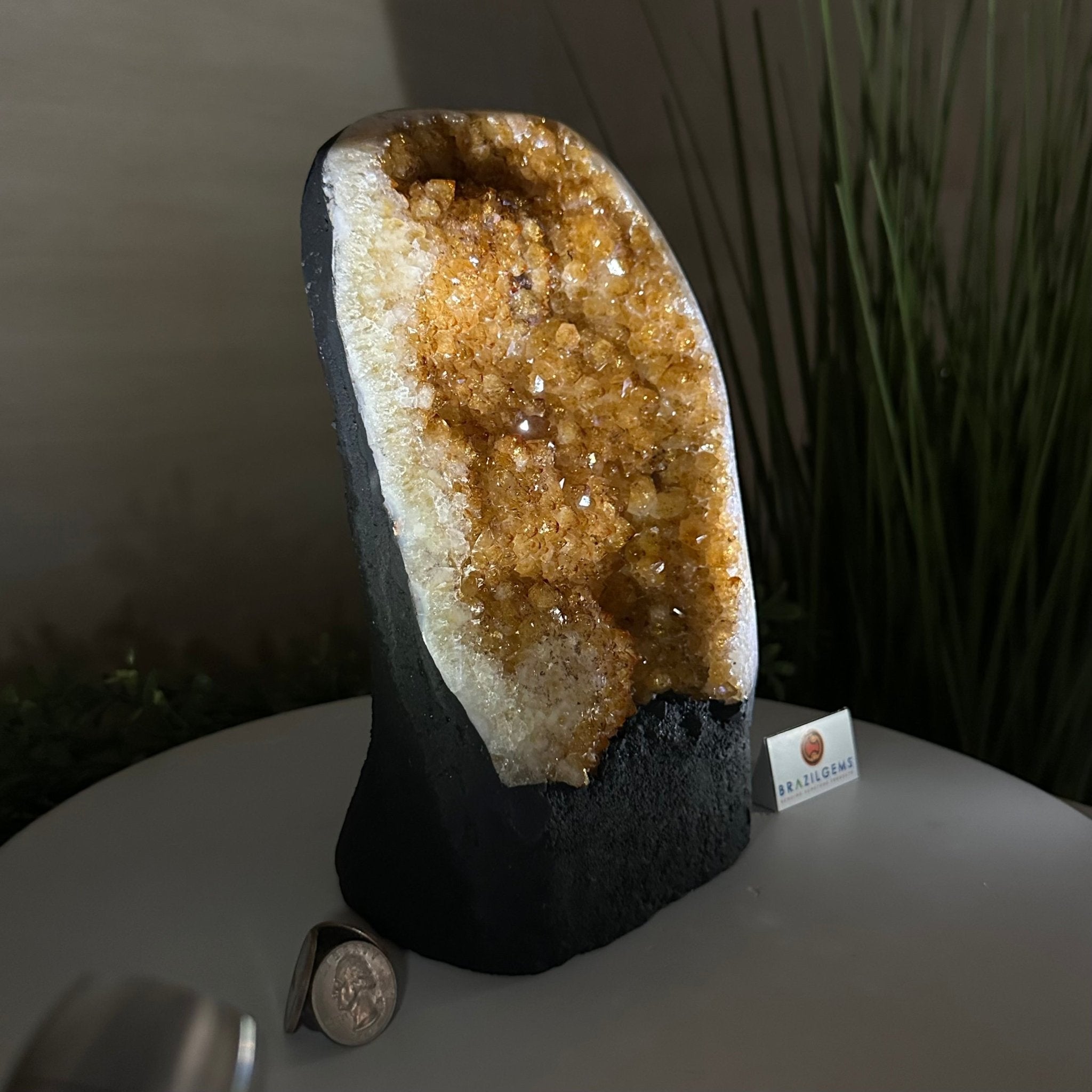 Extra Quality Citrine Cluster on Cement Base, 7.9 lbs and 9.2" Tall 5615 - 0058 - Brazil GemsBrazil GemsExtra Quality Citrine Cluster on Cement Base, 7.9 lbs and 9.2" Tall 5615 - 0058Clusters on Cement Bases5615 - 0058