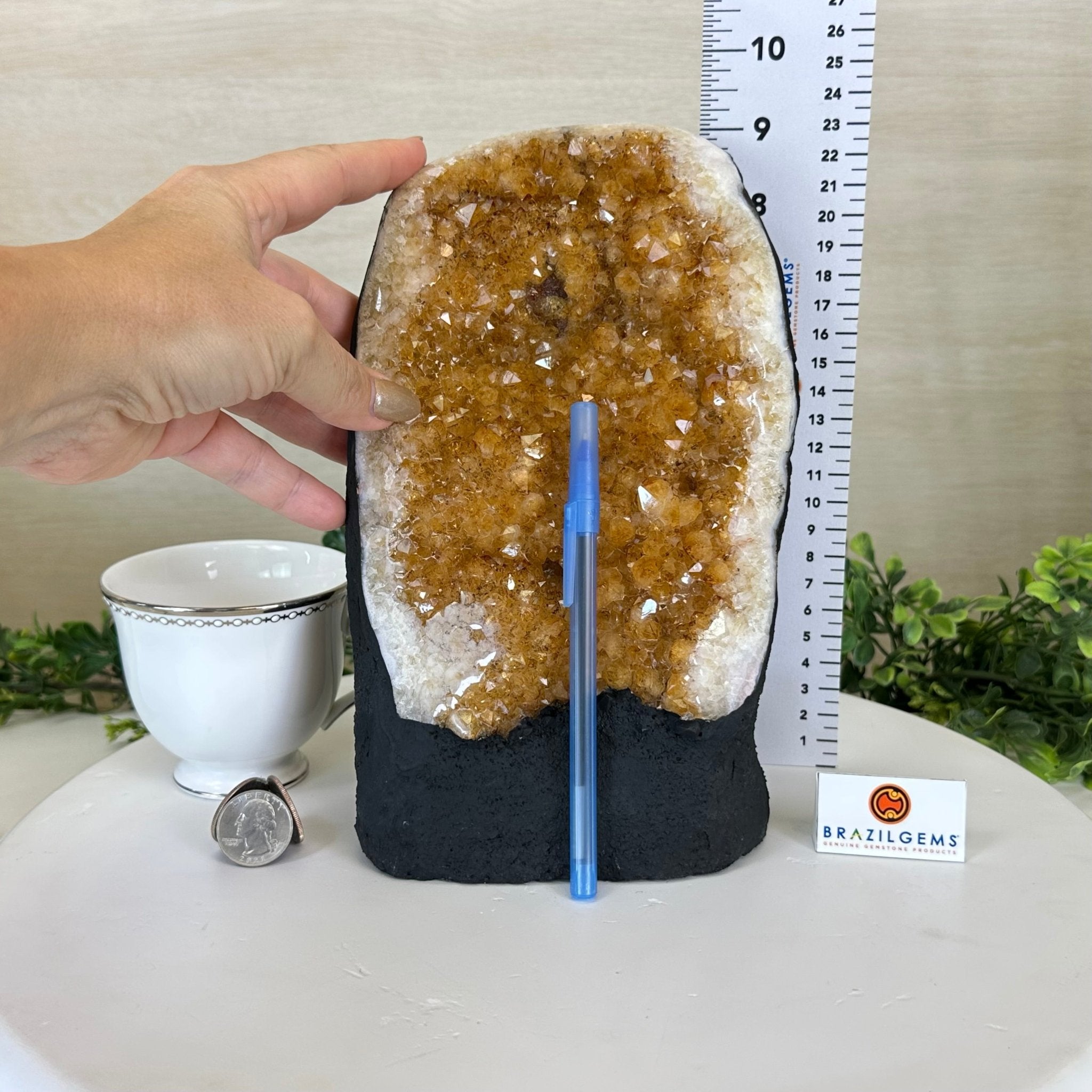 Extra Quality Citrine Cluster on Cement Base, 7.9 lbs and 9.2" Tall 5615 - 0058 - Brazil GemsBrazil GemsExtra Quality Citrine Cluster on Cement Base, 7.9 lbs and 9.2" Tall 5615 - 0058Clusters on Cement Bases5615 - 0058