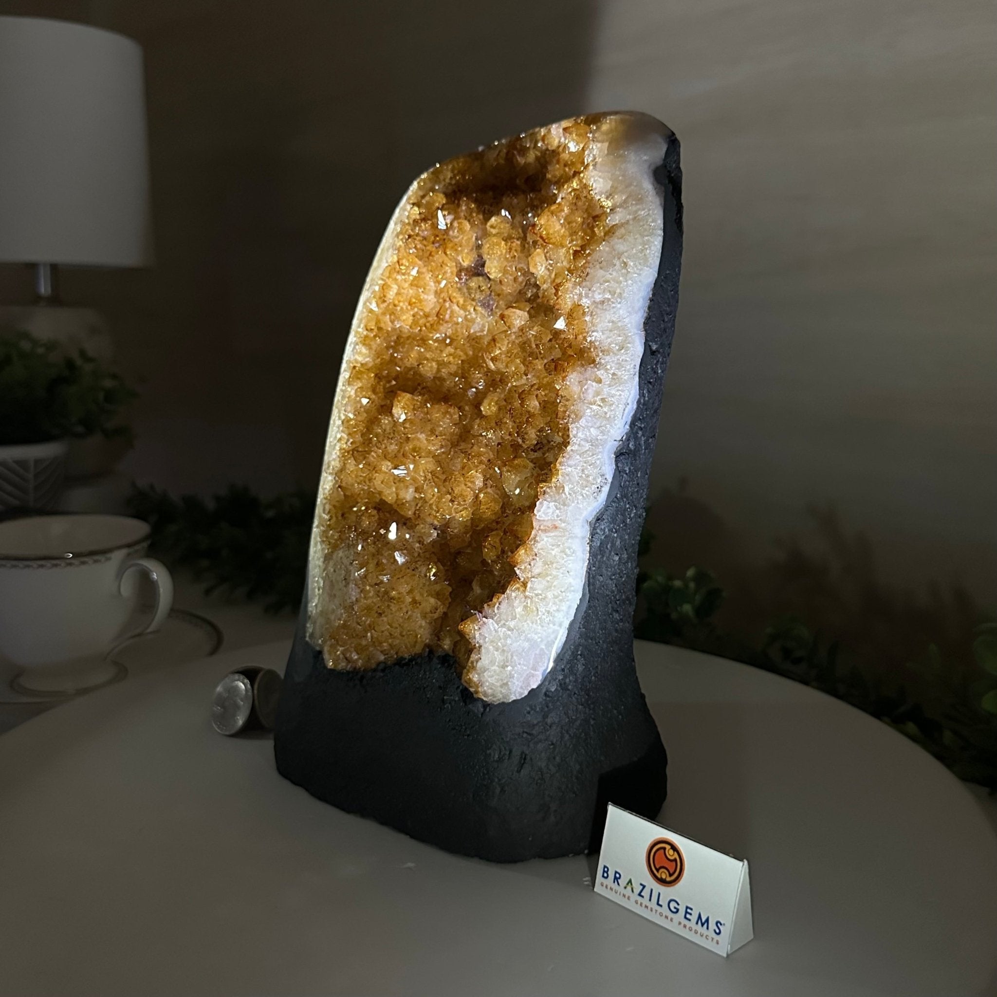 Extra Quality Citrine Cluster on Cement Base, 7.9 lbs and 9.2" Tall 5615 - 0058 - Brazil GemsBrazil GemsExtra Quality Citrine Cluster on Cement Base, 7.9 lbs and 9.2" Tall 5615 - 0058Clusters on Cement Bases5615 - 0058