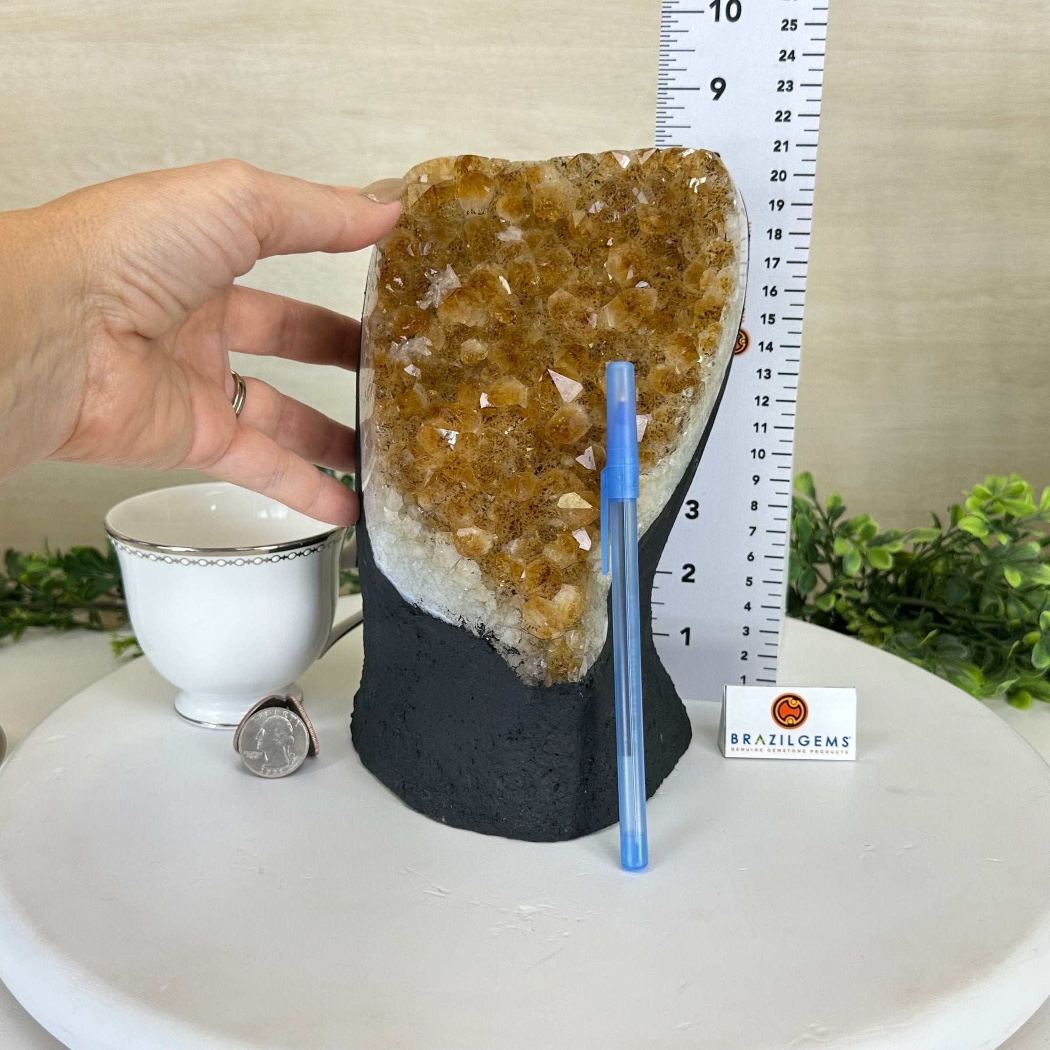 Extra Quality Citrine Cluster on Cement Base, 8.8 lbs and 8.3" Tall 5615 - 0062 - Brazil GemsBrazil GemsExtra Quality Citrine Cluster on Cement Base, 8.8 lbs and 8.3" Tall 5615 - 0062Clusters on Cement Bases5615 - 0062