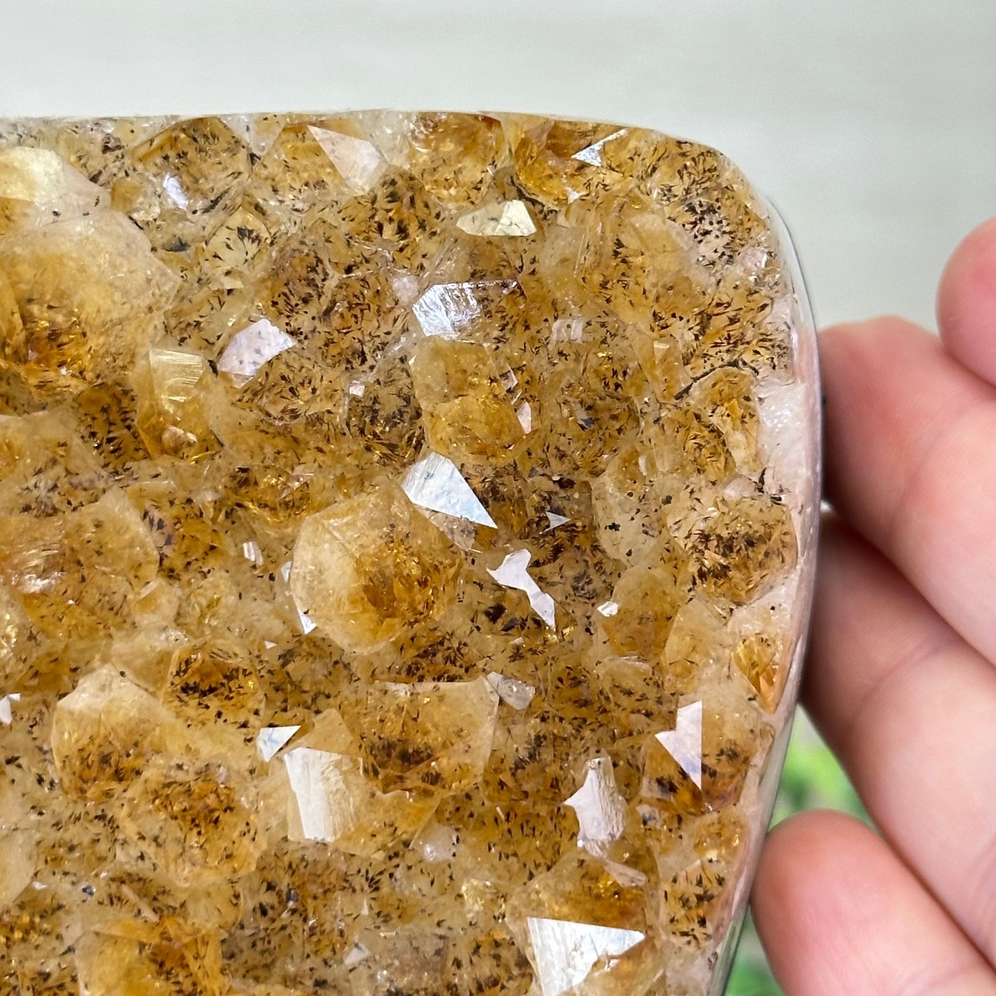 Extra Quality Citrine Cluster on Cement Base, 8.8 lbs and 8.3" Tall 5615 - 0062 - Brazil GemsBrazil GemsExtra Quality Citrine Cluster on Cement Base, 8.8 lbs and 8.3" Tall 5615 - 0062Clusters on Cement Bases5615 - 0062