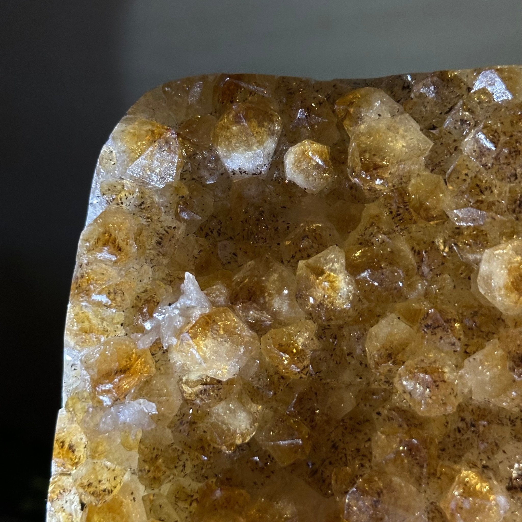 Extra Quality Citrine Cluster on Cement Base, 8.8 lbs and 8.3" Tall 5615 - 0062 - Brazil GemsBrazil GemsExtra Quality Citrine Cluster on Cement Base, 8.8 lbs and 8.3" Tall 5615 - 0062Clusters on Cement Bases5615 - 0062