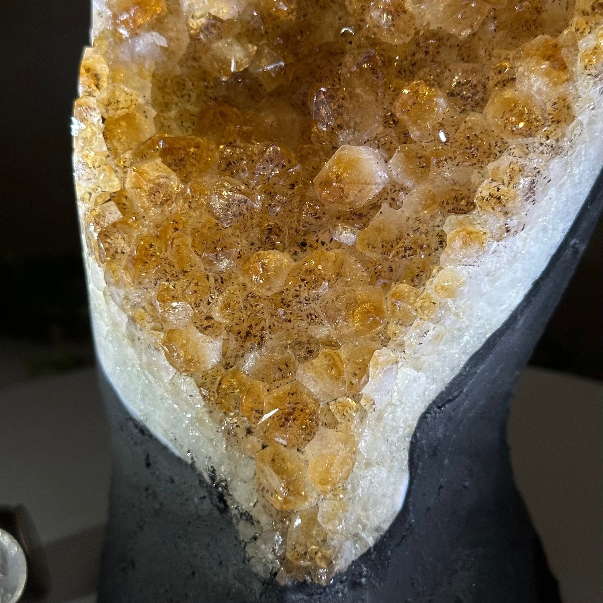 Extra Quality Citrine Cluster on Cement Base, 8.8 lbs and 8.3" Tall 5615 - 0062 - Brazil GemsBrazil GemsExtra Quality Citrine Cluster on Cement Base, 8.8 lbs and 8.3" Tall 5615 - 0062Clusters on Cement Bases5615 - 0062
