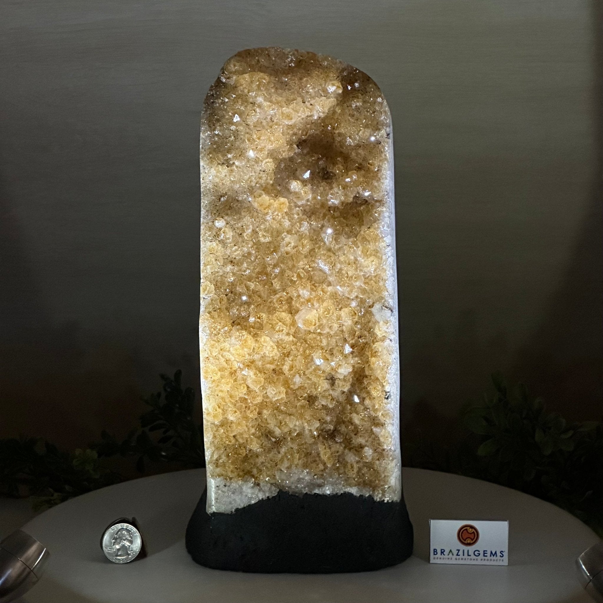 Extra Quality Citrine Cluster on Cement Base, 9.6 lbs and 11.9" Tall 5615 - 0065 - Brazil GemsBrazil GemsExtra Quality Citrine Cluster on Cement Base, 9.6 lbs and 11.9" Tall 5615 - 0065Clusters on Cement Bases5615 - 0065