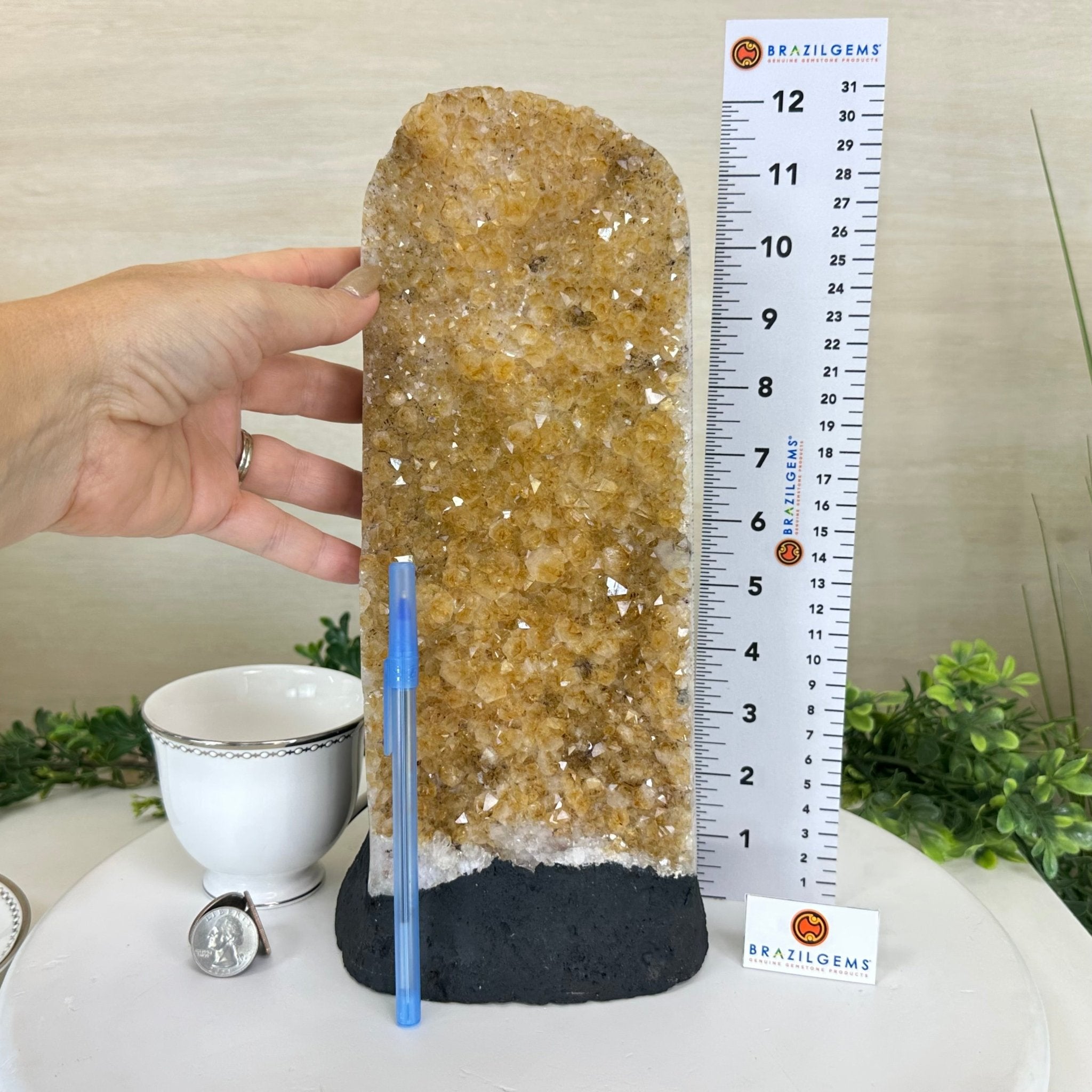 Extra Quality Citrine Cluster on Cement Base, 9.6 lbs and 11.9" Tall 5615 - 0065 - Brazil GemsBrazil GemsExtra Quality Citrine Cluster on Cement Base, 9.6 lbs and 11.9" Tall 5615 - 0065Clusters on Cement Bases5615 - 0065